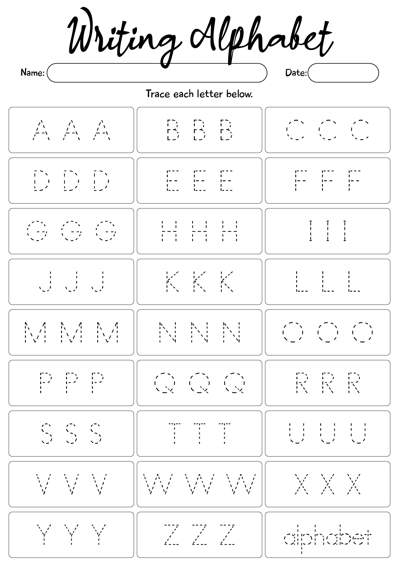 Letter Writing Alphabet Worksheets A To Z