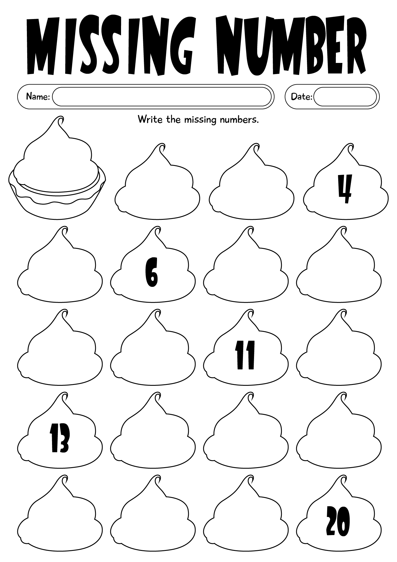Missing Numbers For Kids Worksheet