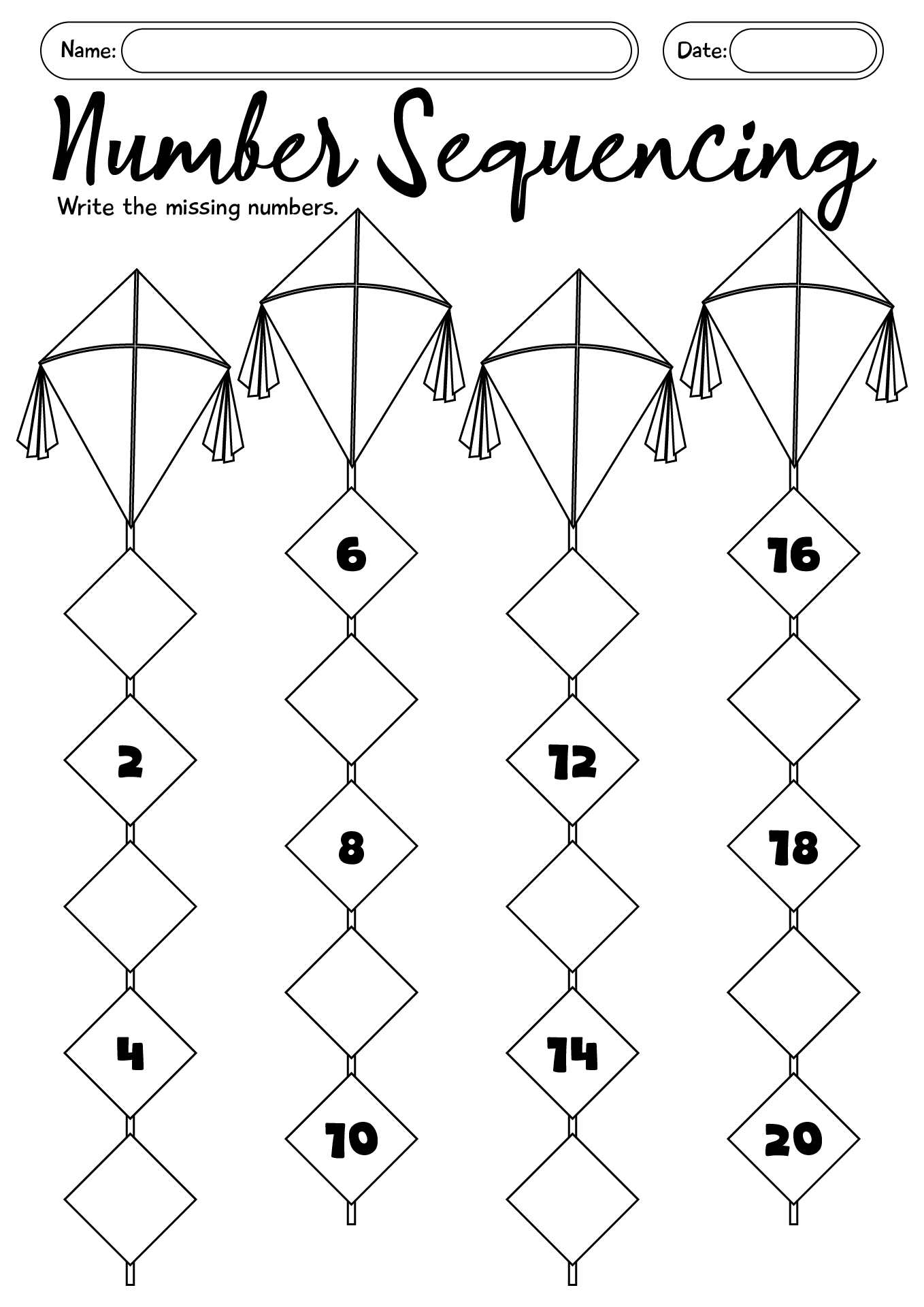 Number Sequencing 1 To 20 Worksheet