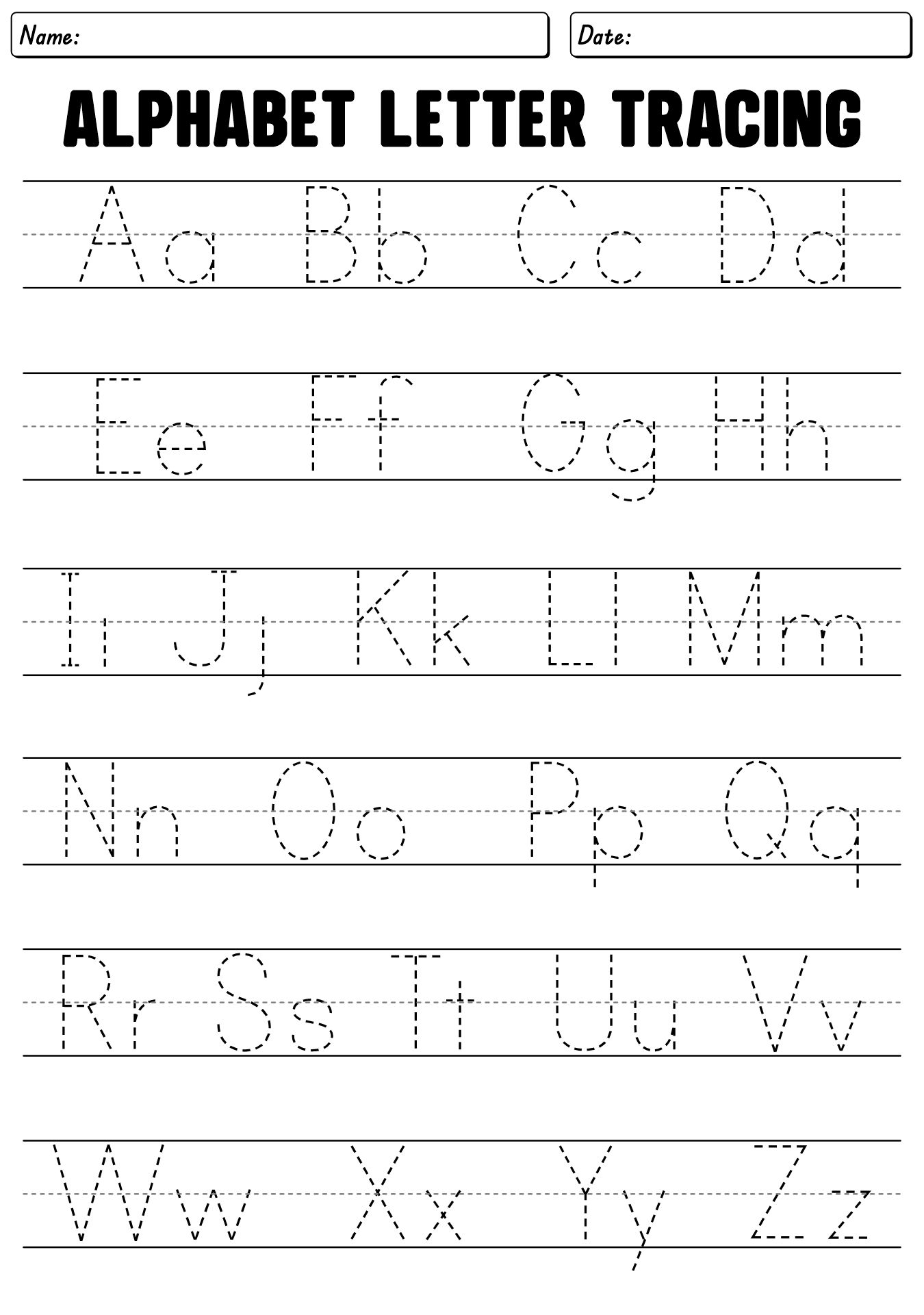 Preschool ABC Writing Practice Sheets
