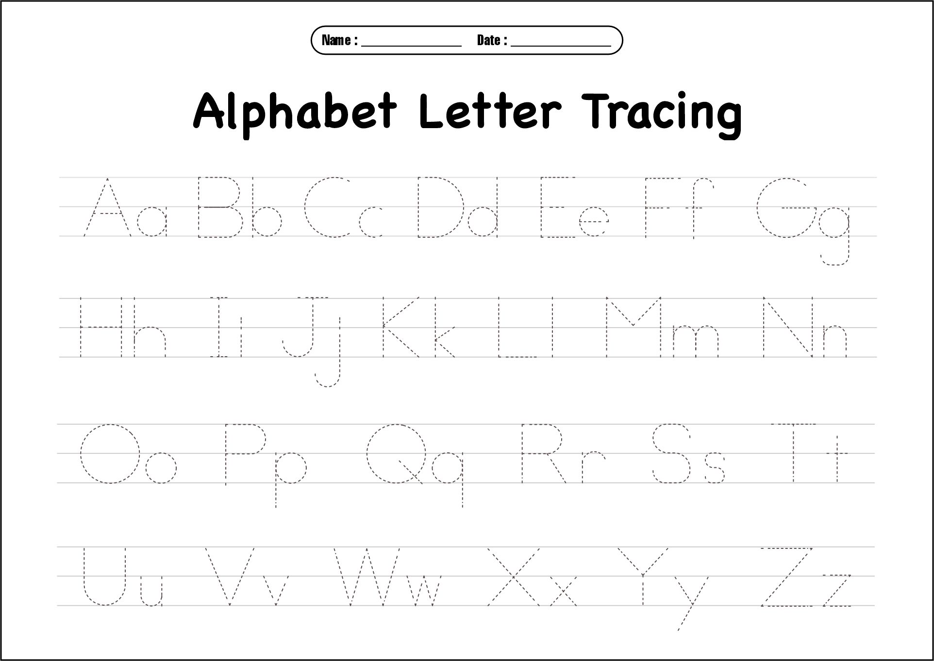 Preschool Alphabet Handwriting Worksheets