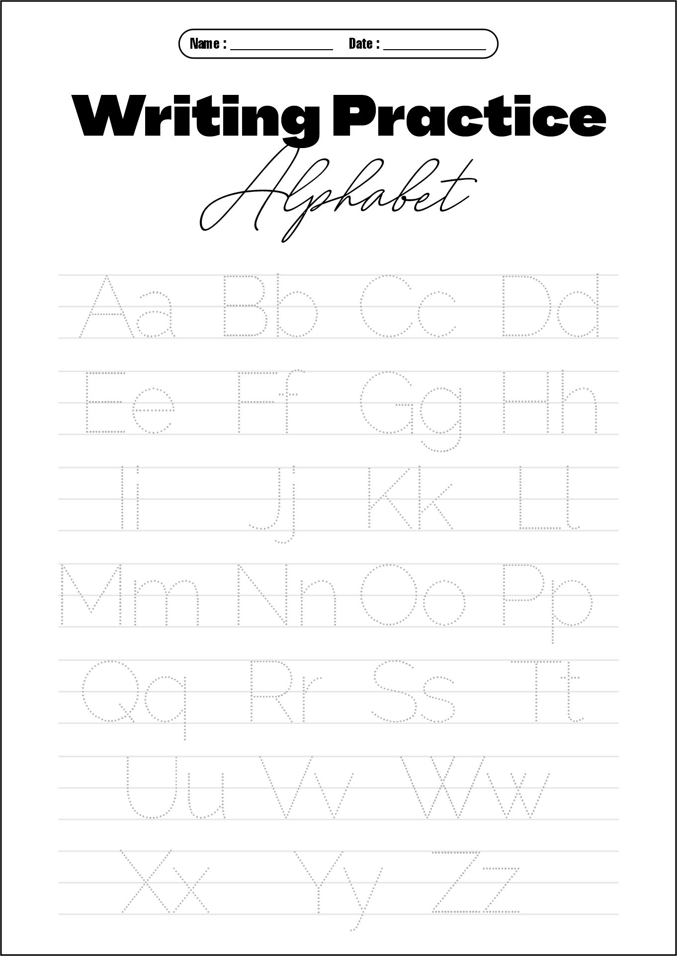 Preschool Alphabet Writing Worksheets
