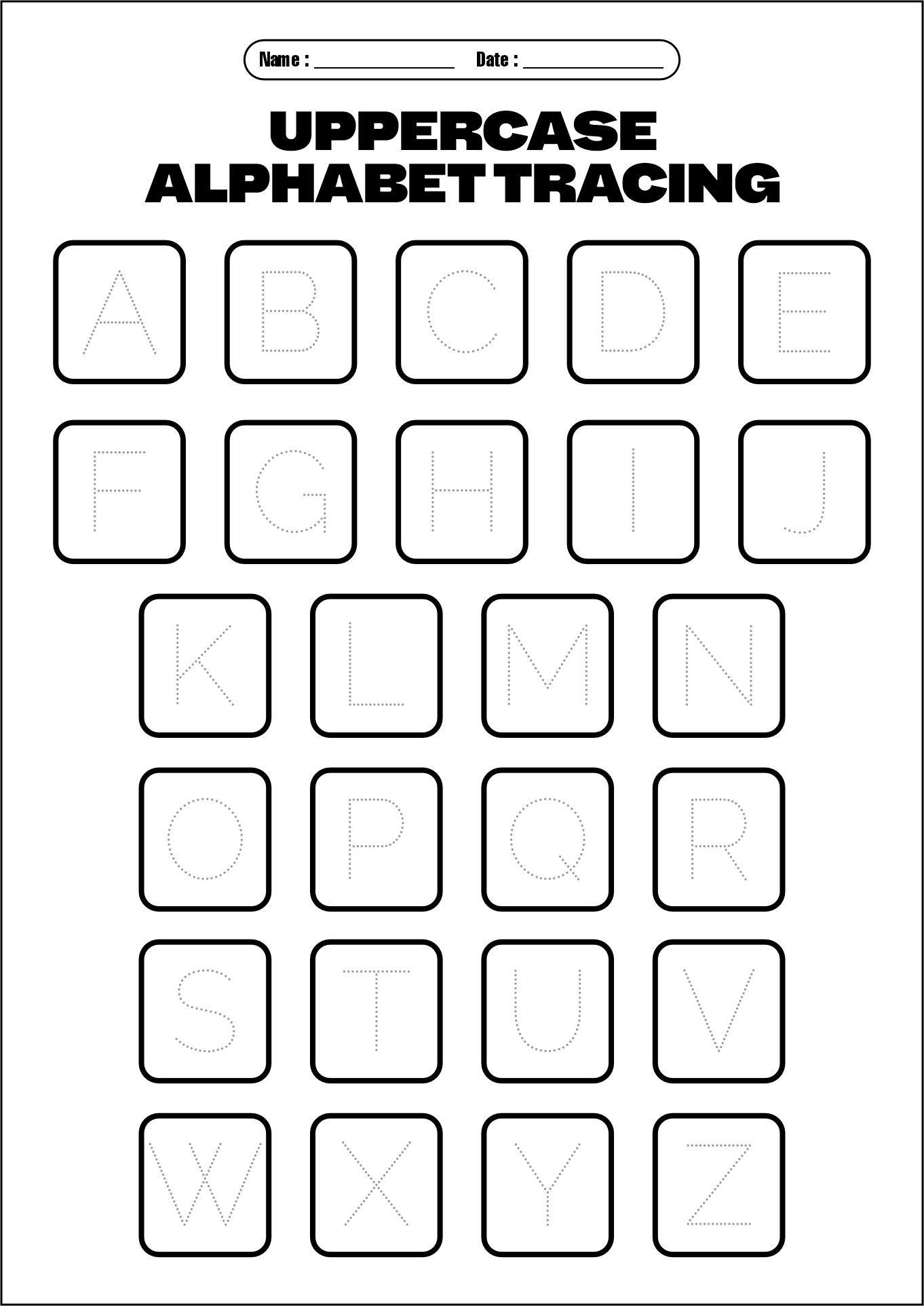 Preschool Capital Letters Handwriting Sheets