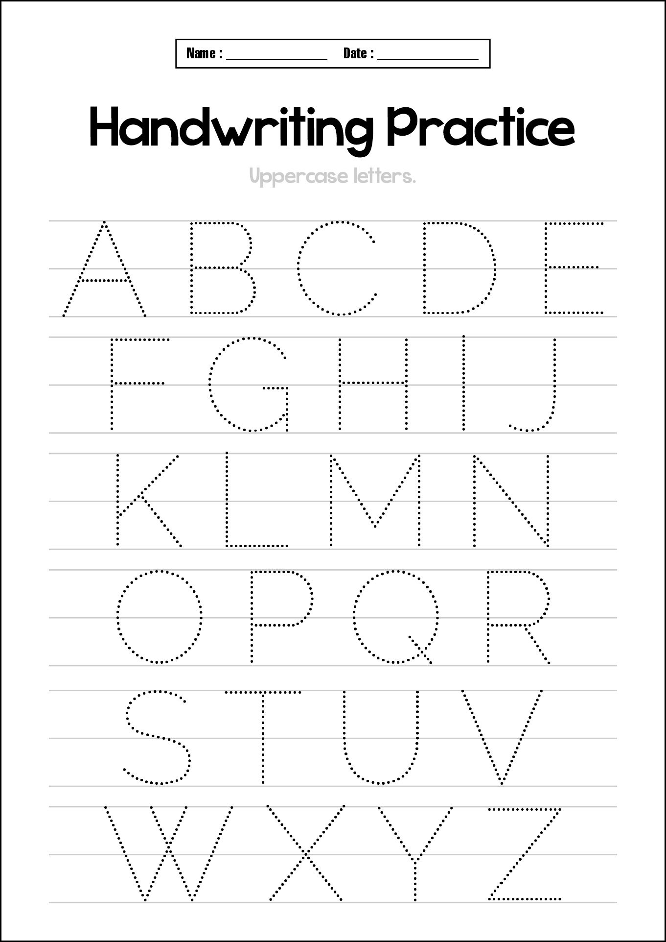 Preschool Dot to Dot Writing Worksheets