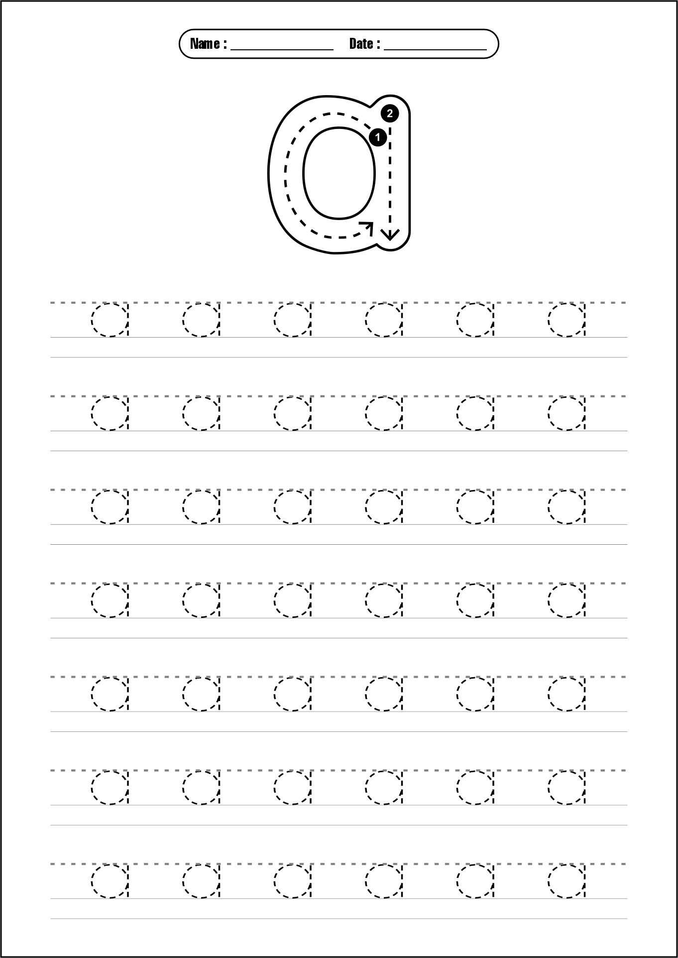 Preschool Handwriting Worksheets with Guide Arrows
