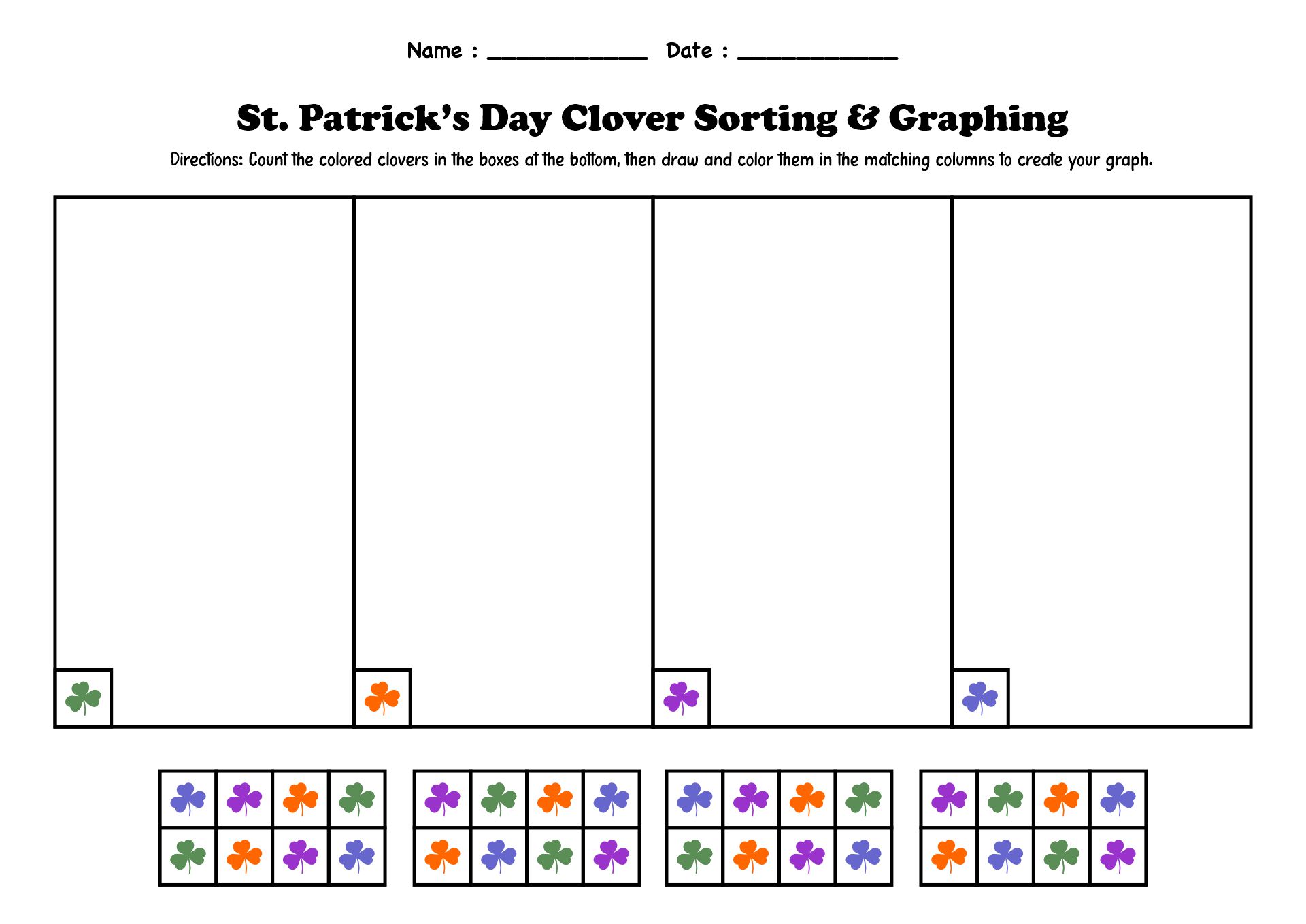 Preschool Shamrock Color Sorting Games