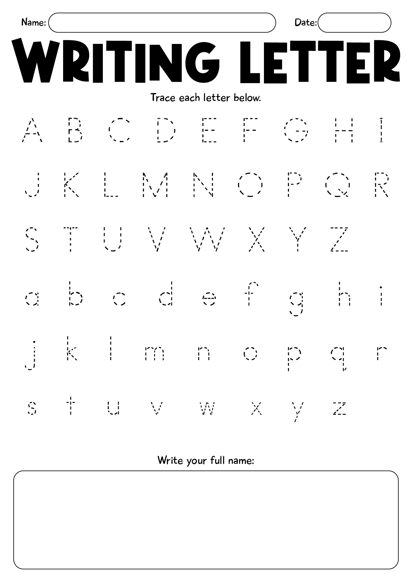 Preschool Writing Alphabet Worksheets