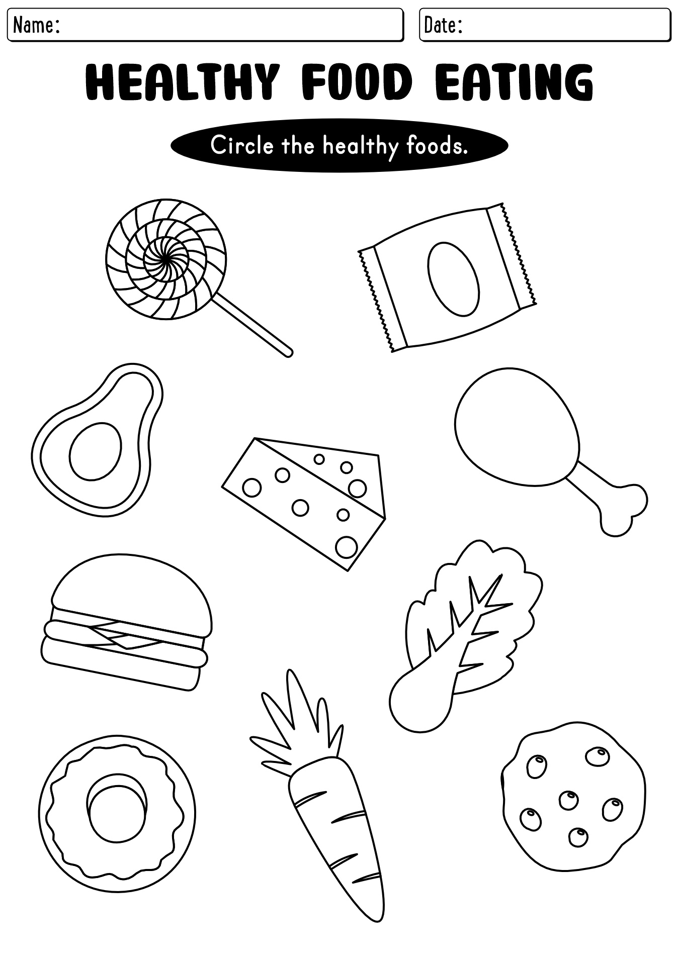 Printable Food & Nutrition Worksheets For Second Grade