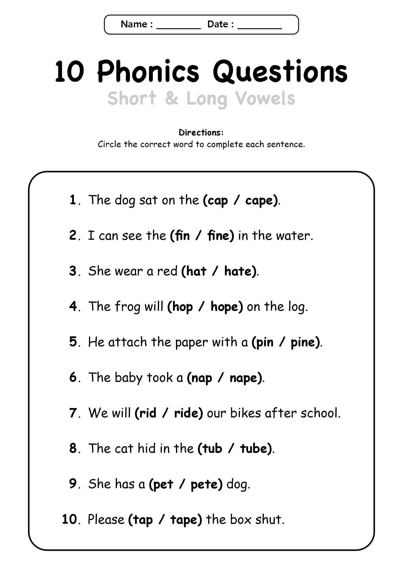 Printable Worksheets for 2nd Grade Reading Skills