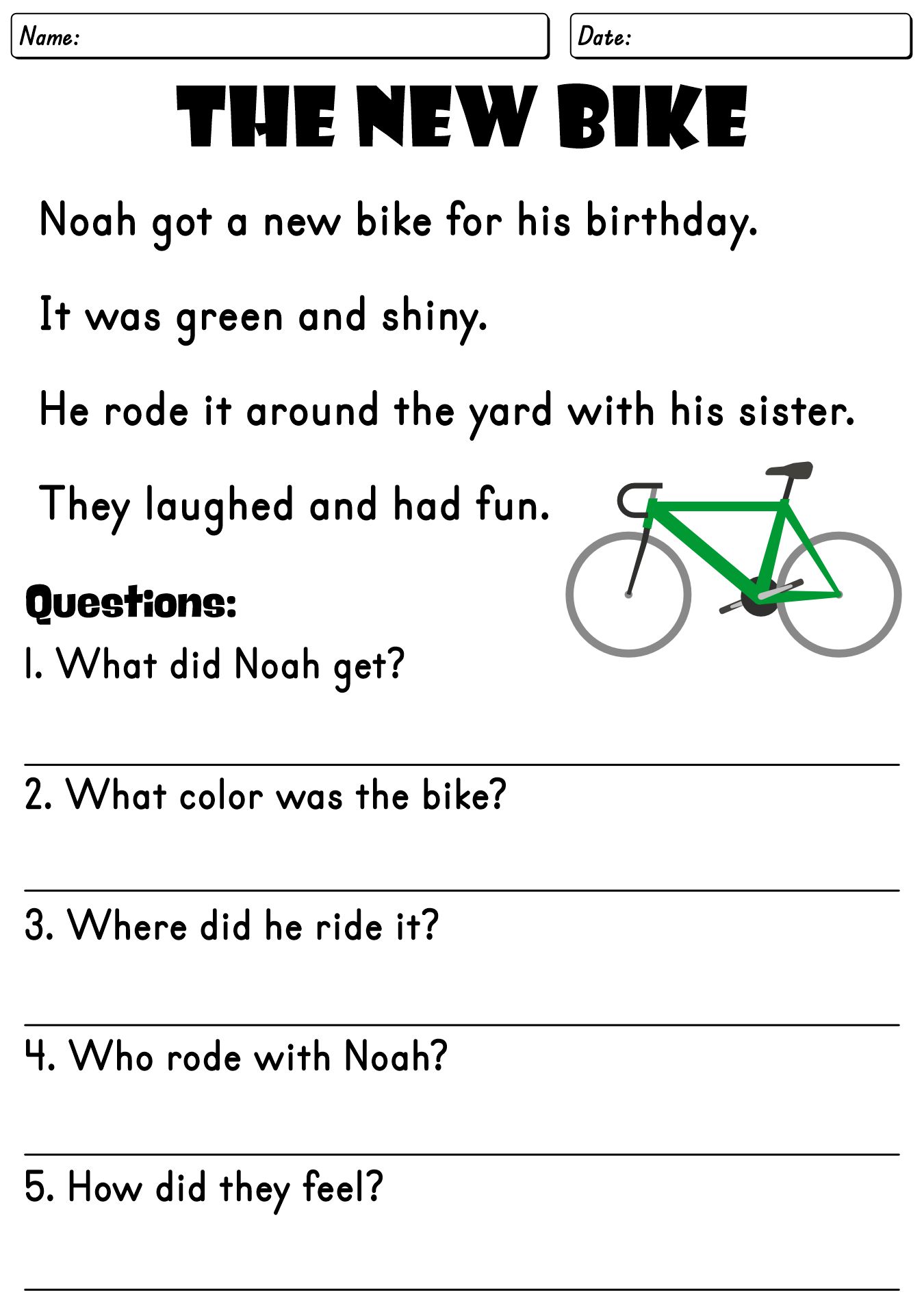 Second Grade Reading Practice Sheets