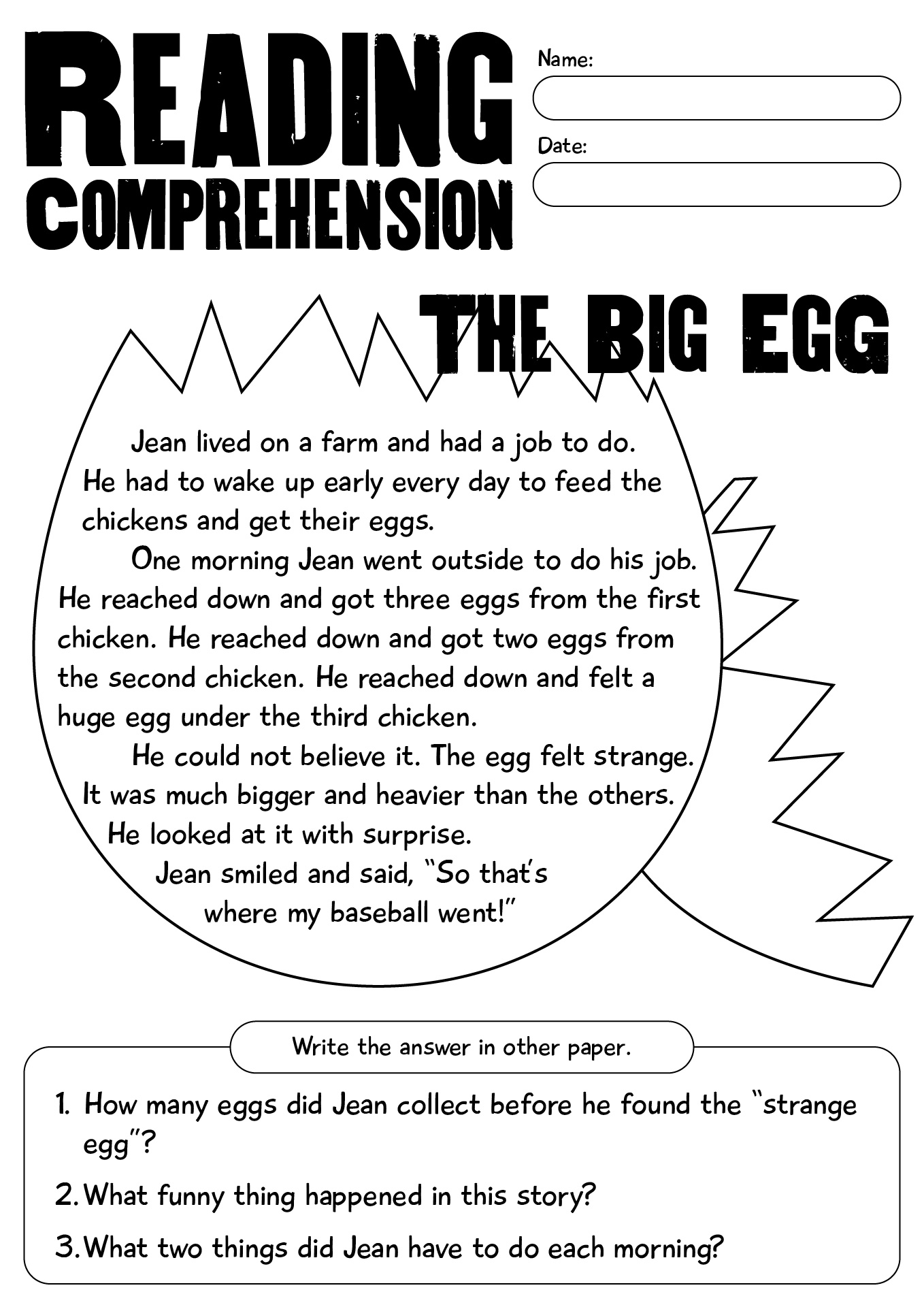 Second Grade Reading Worksheets