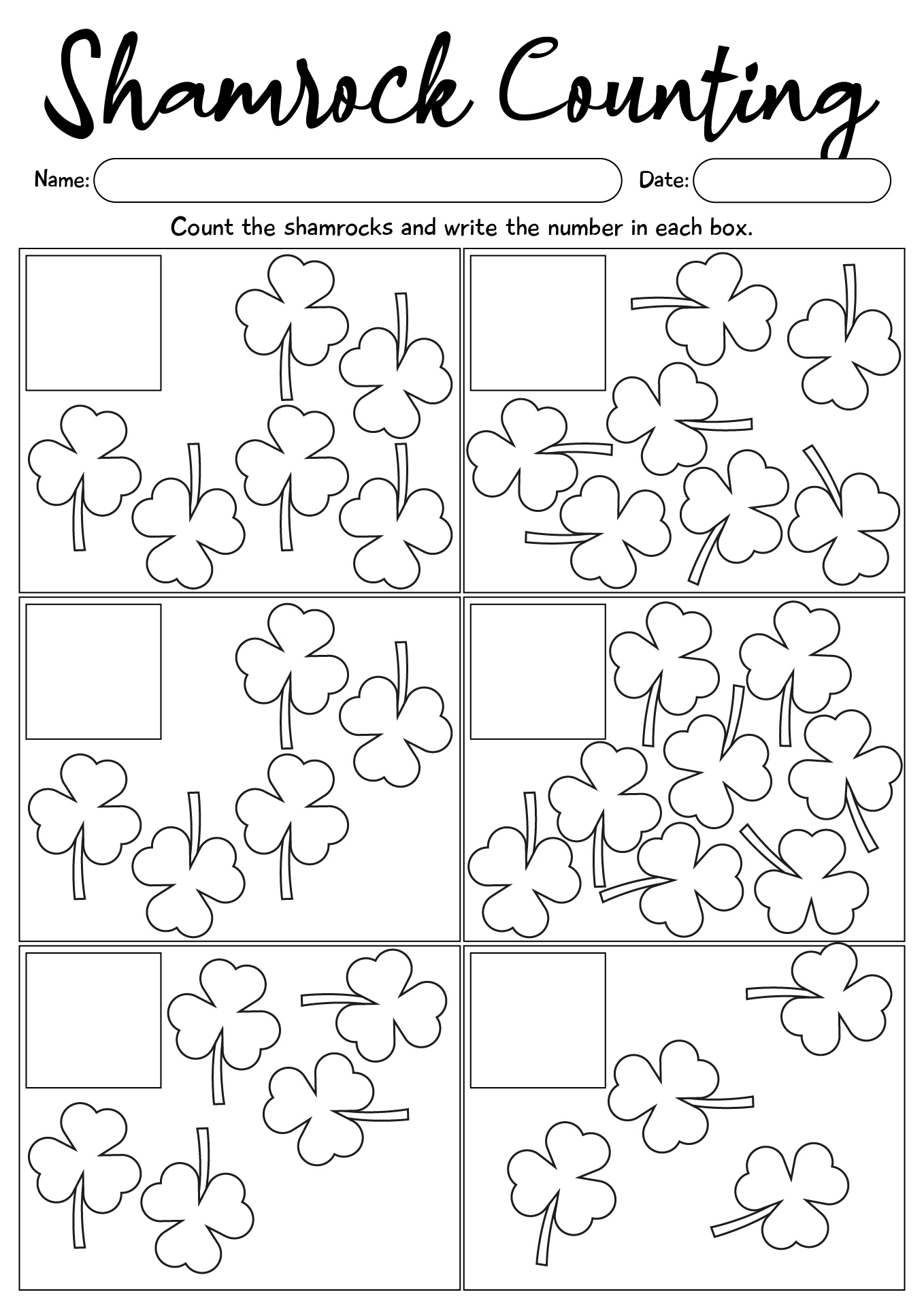 Shamrock Counting Worksheet