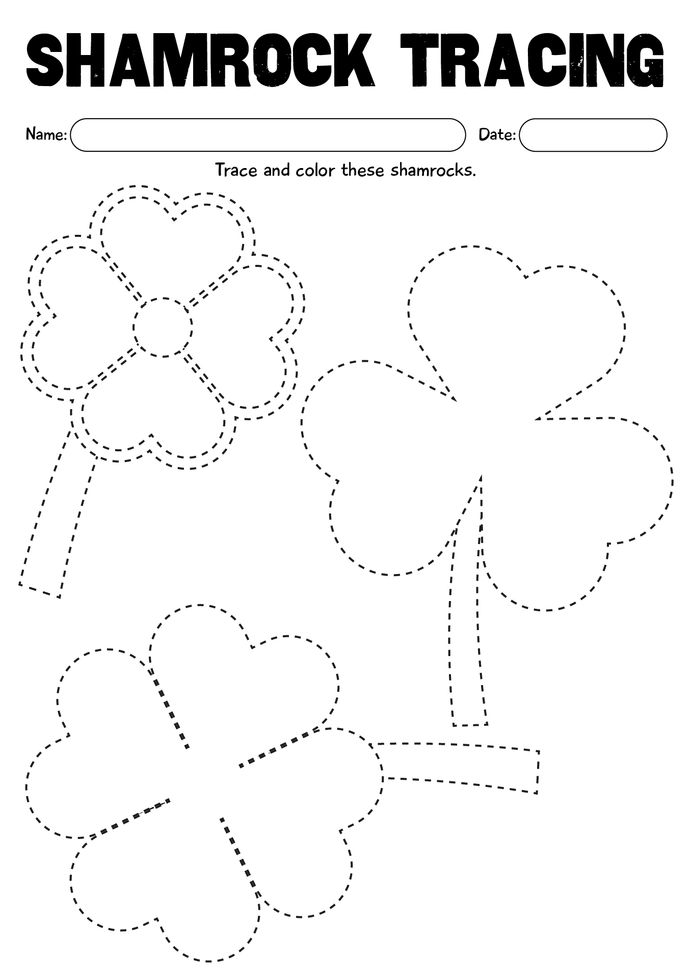 Shamrock Tracing Worksheet Preschool