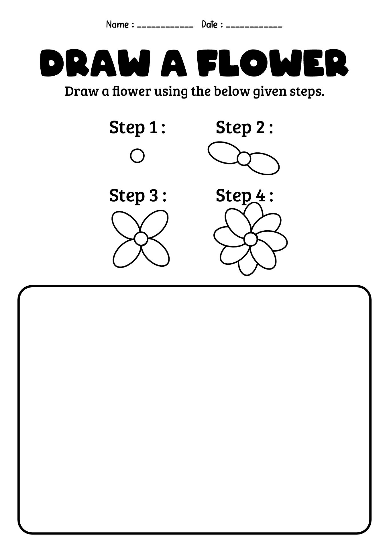 Simple Flower Drawing Worksheets for 1st Grade