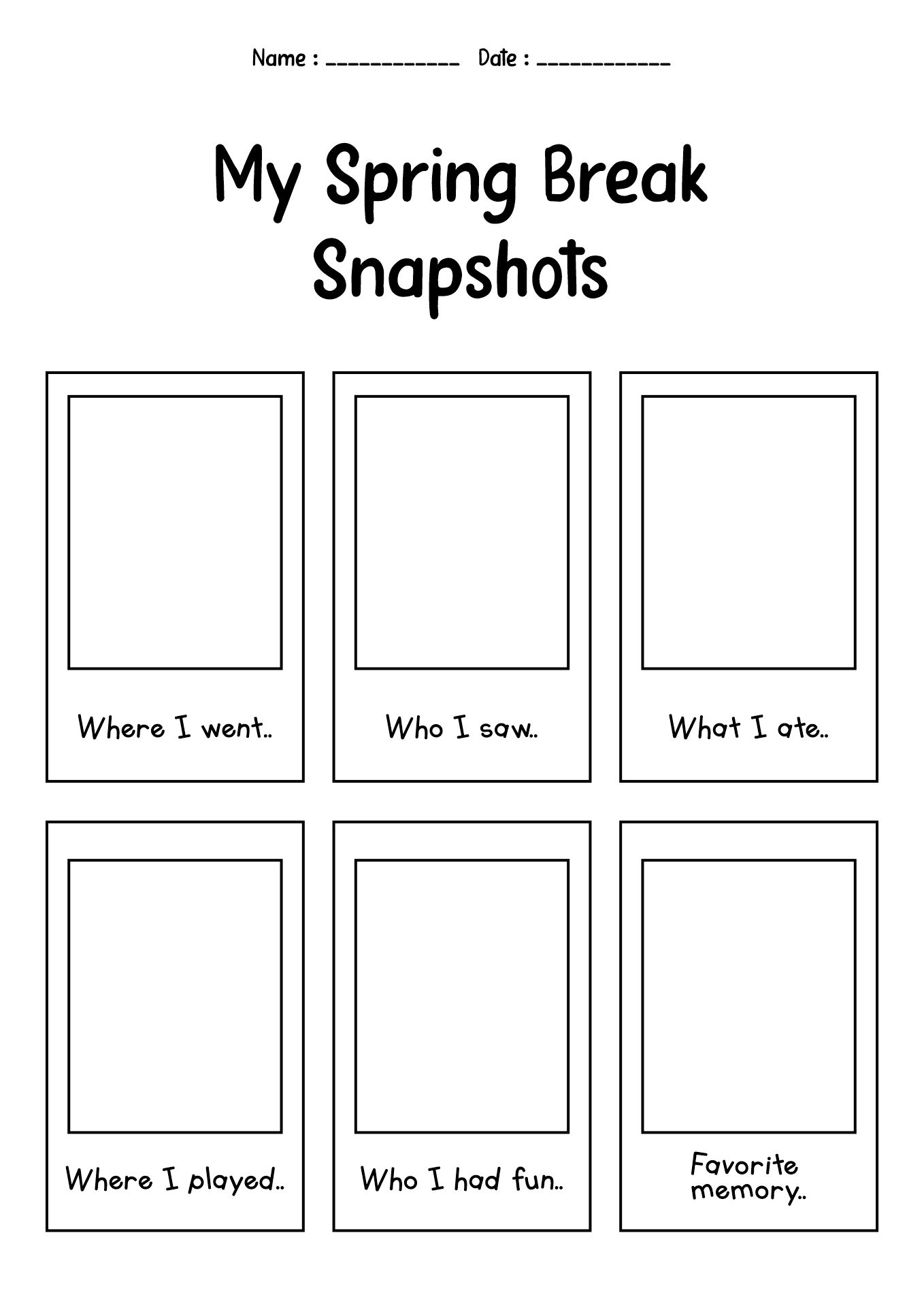 Spring 1st Grade Drawing Worksheets