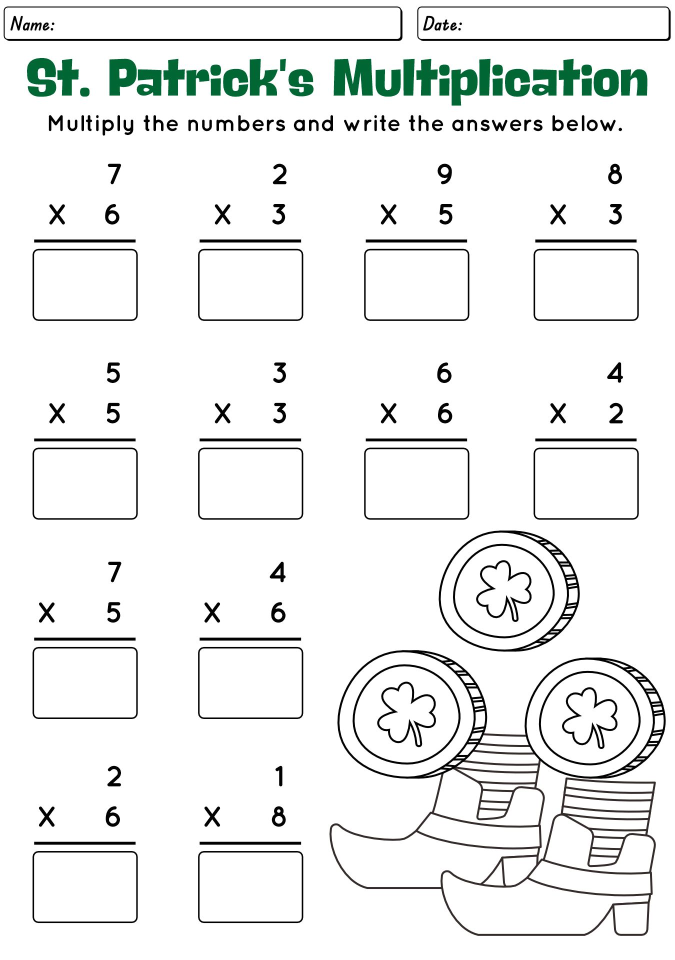 13 St. Patrick's Day Math Multiplication Worksheet - Free PDF at ...