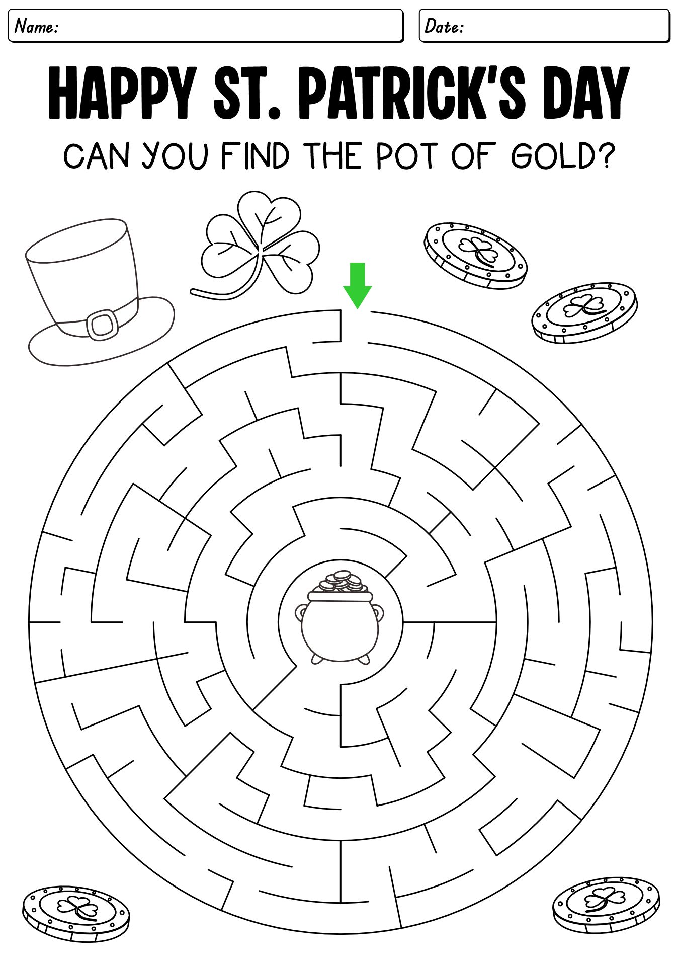St. Patricks Day Maze Worksheet