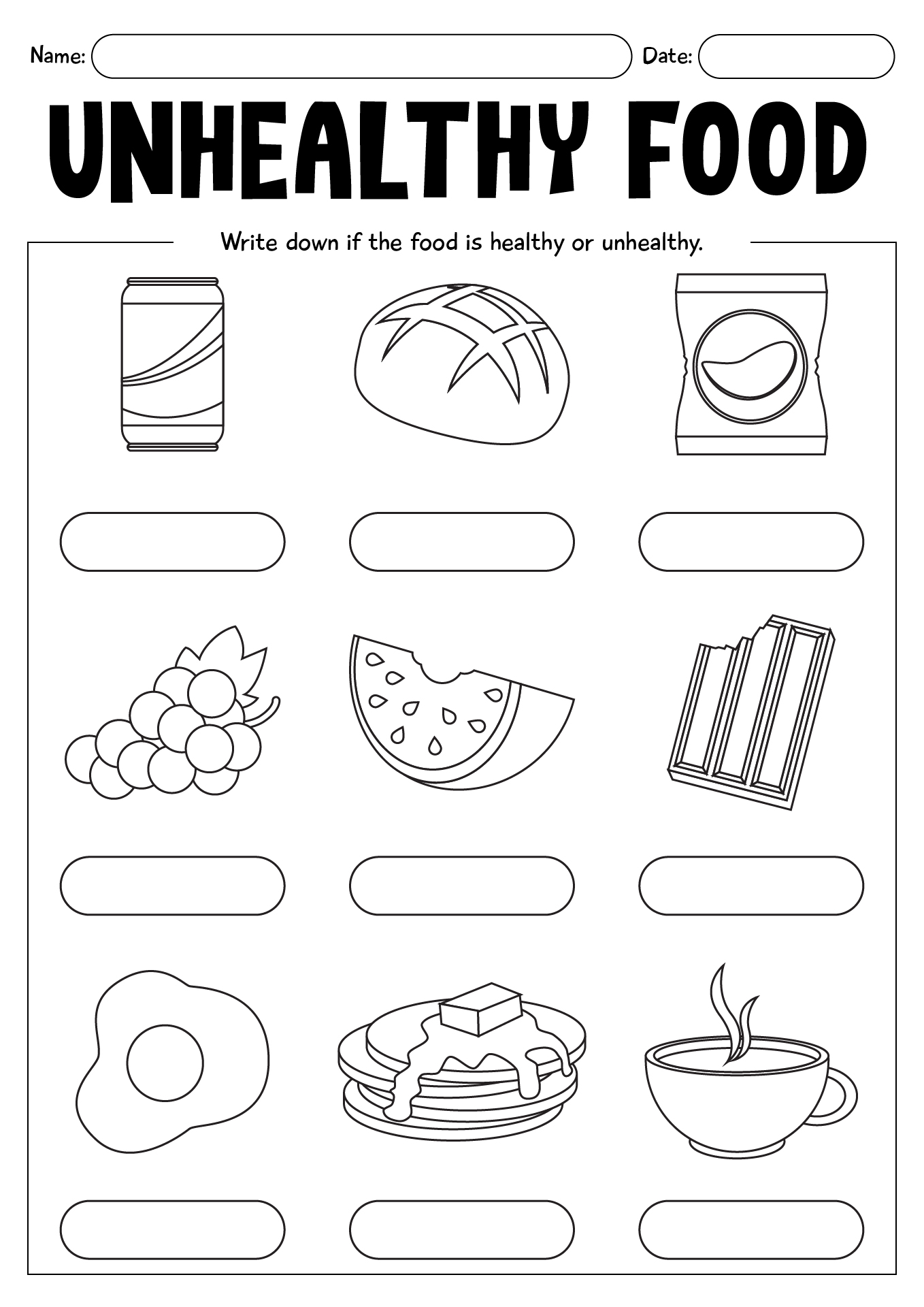 Unhealthy Food Worksheet Grade 2