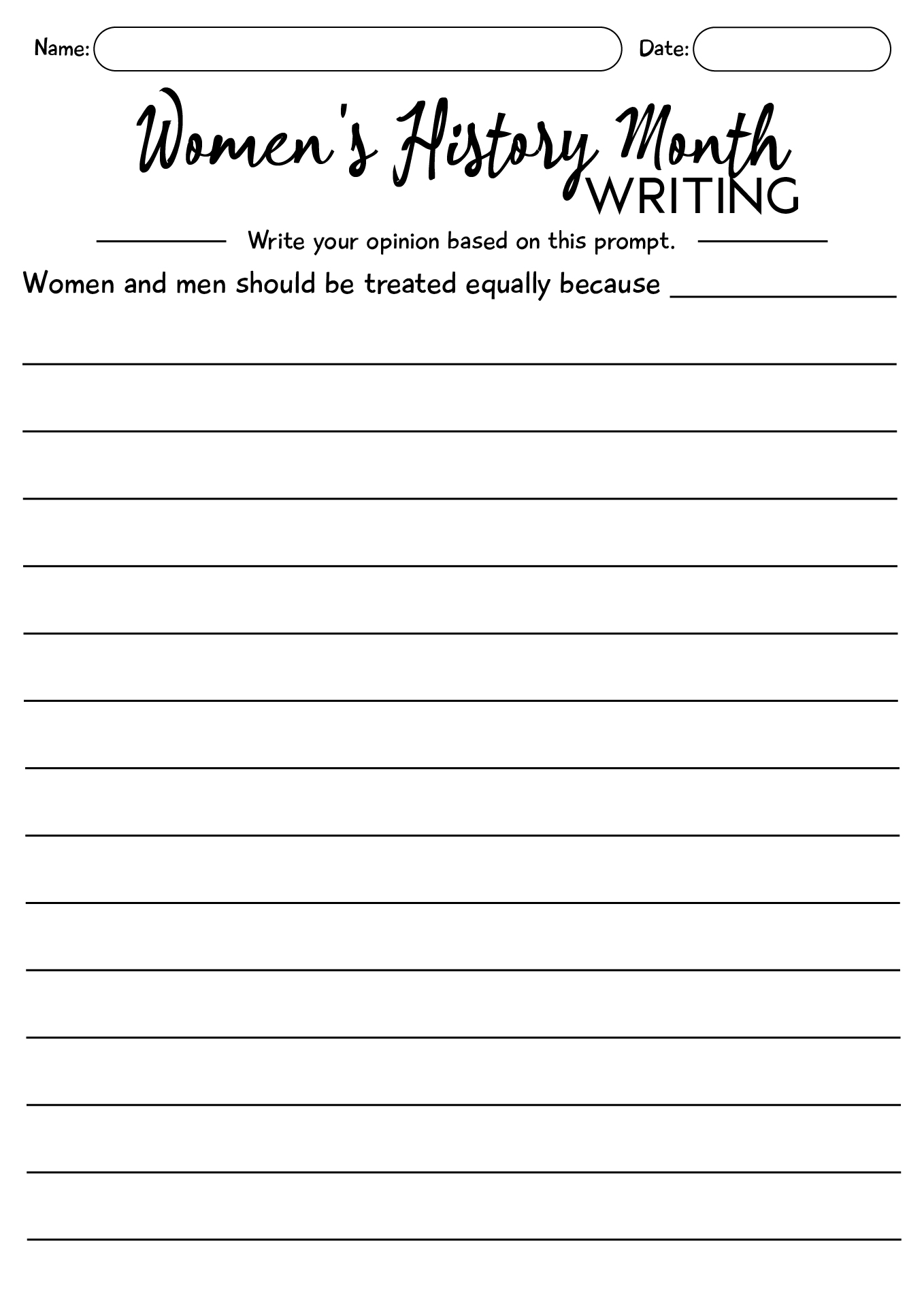 Women History Month Writing Activities