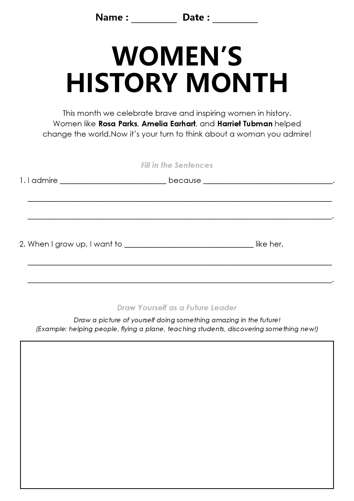 Womens History Month Activities for Second Graders