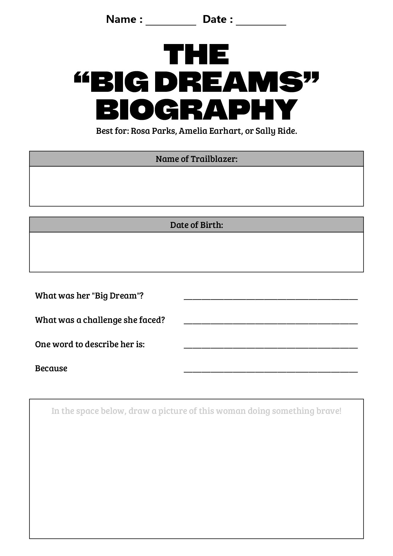 Women’s History Month Biographies Worksheets 2nd Grade