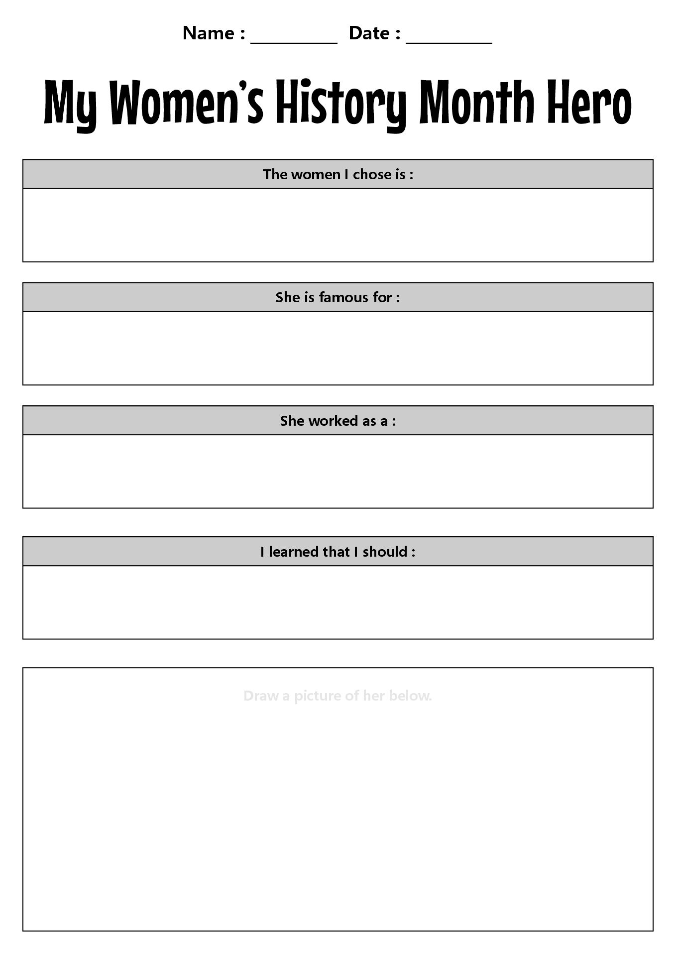 Womens History Month Projects for 2nd Graders