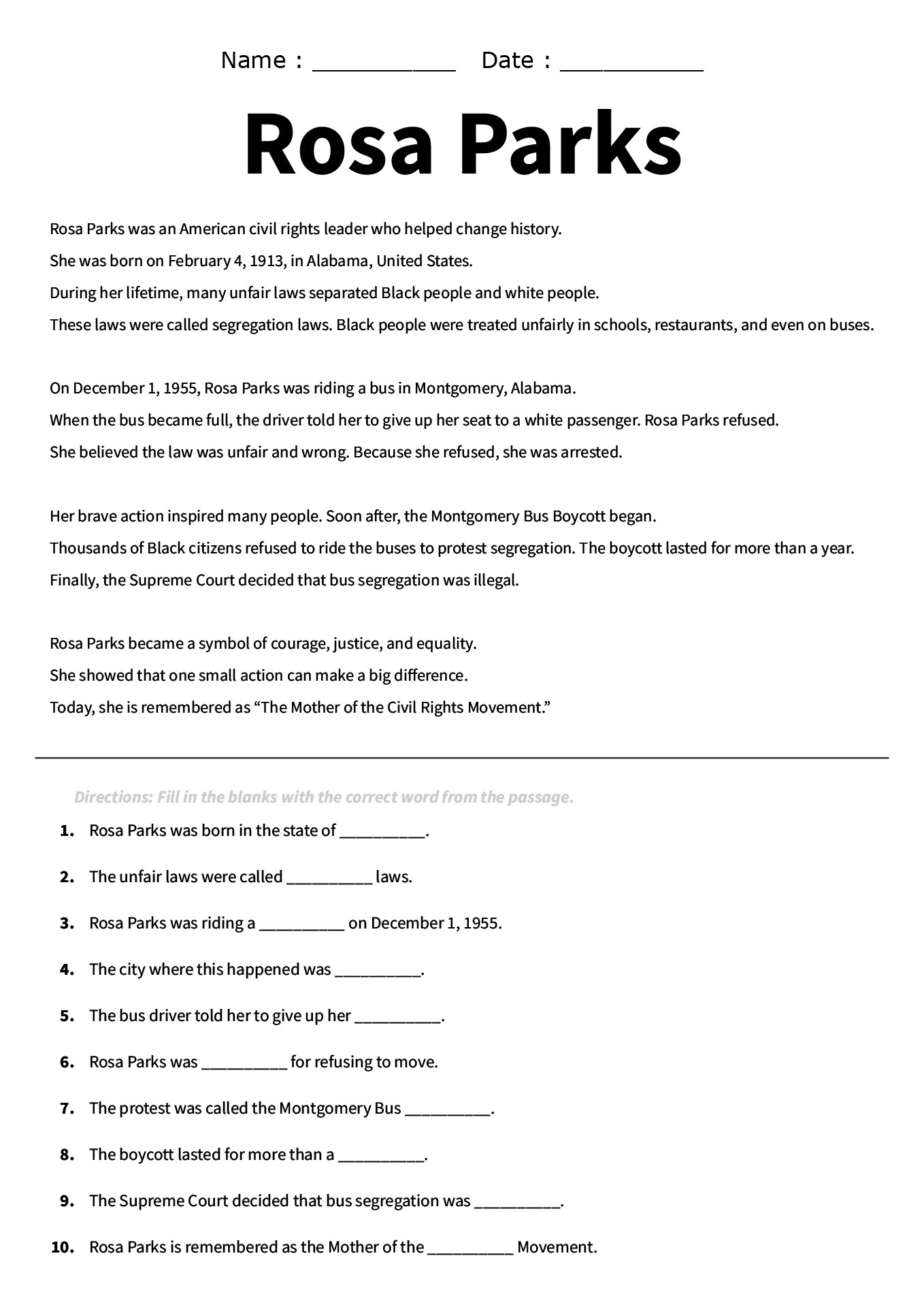 Womens History Month Reading Activities Worksheets