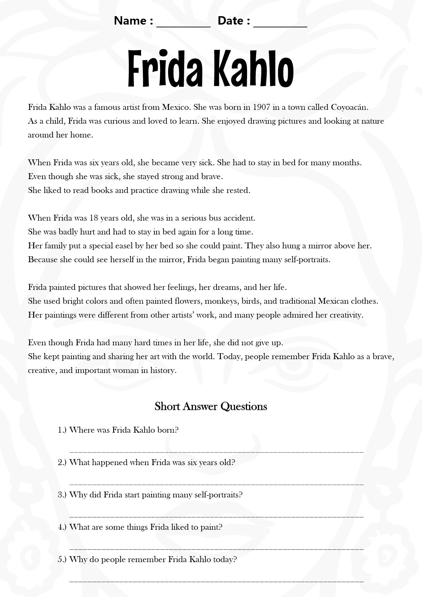 Womens History Month Reading Comprehension Worksheets Grade 2