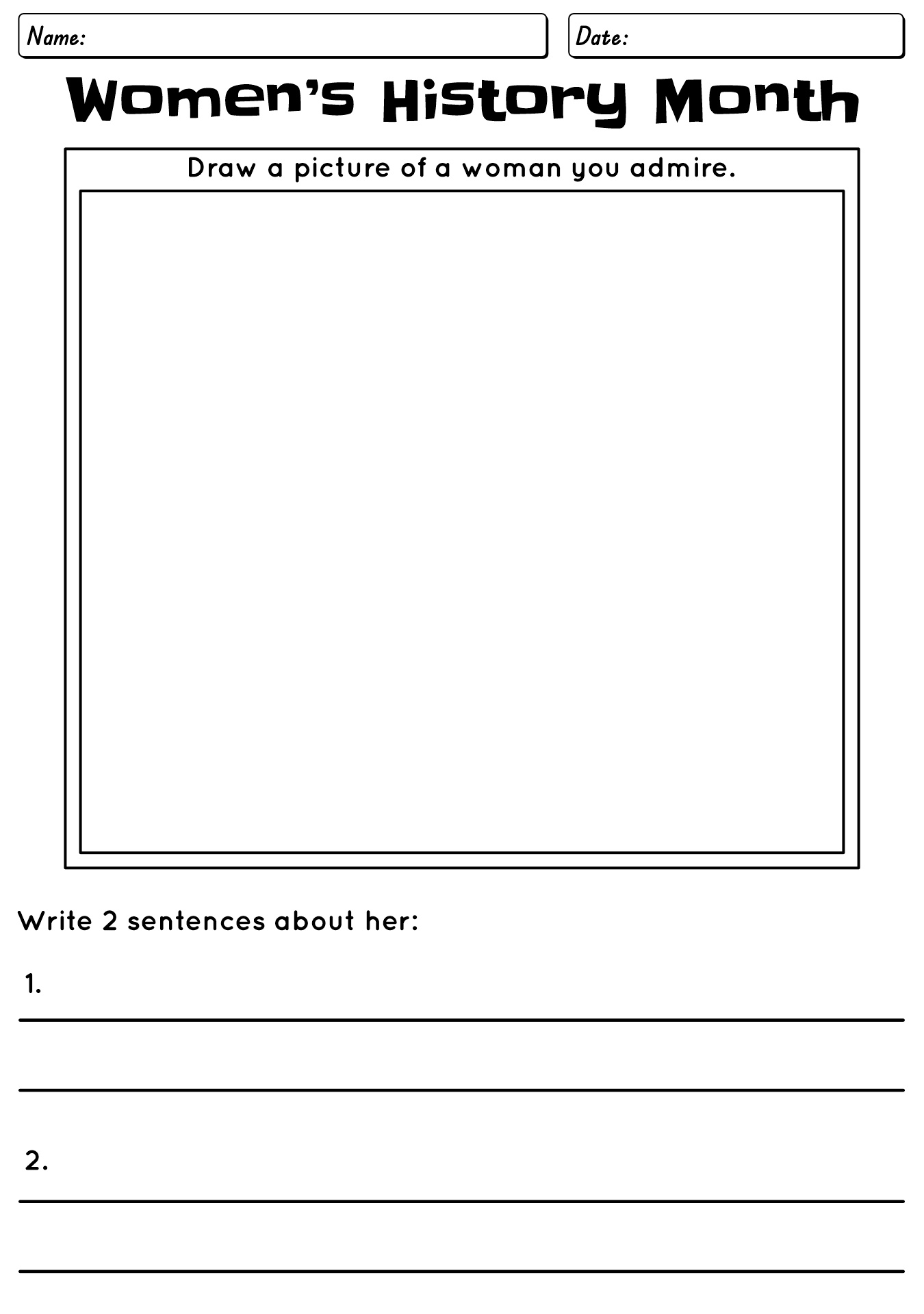 Womens History Month Worksheet Second Grade