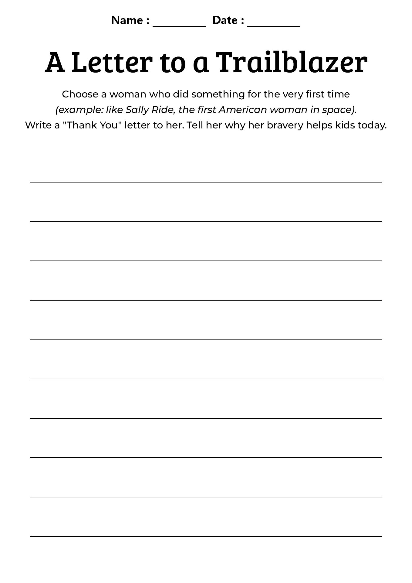 Women’s History Month Writing Prompts for 2nd Grade