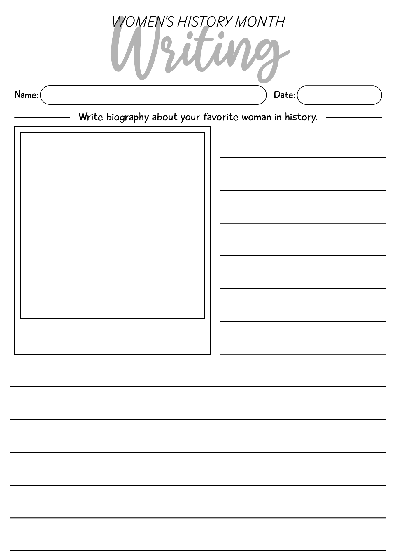 Womens History Month Writing Worksheet