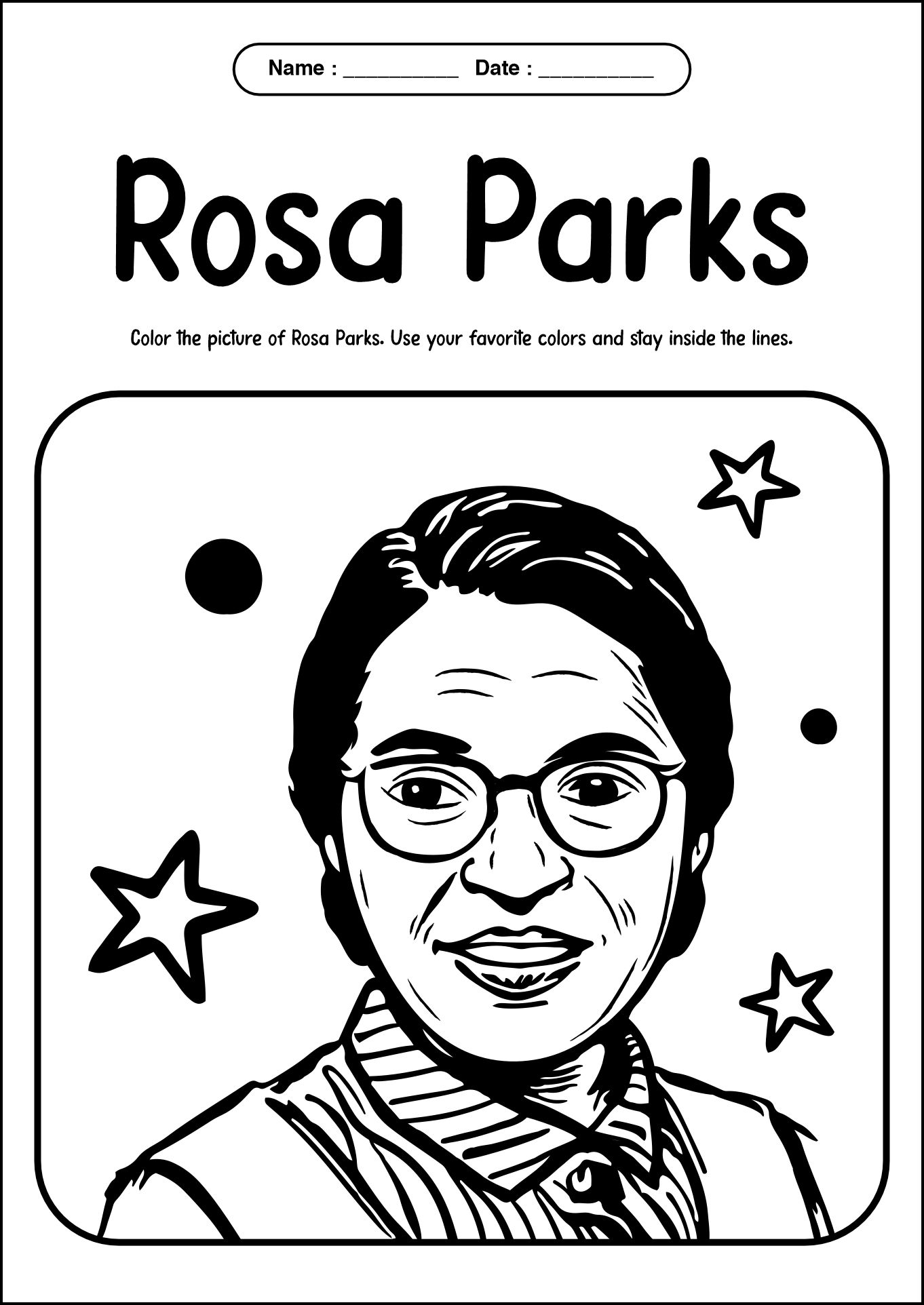 Worksheet for Black History Month Activity