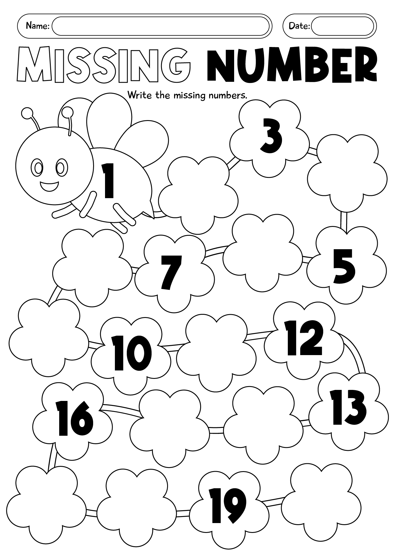Write Missing Number 1 To 20 For Preschool