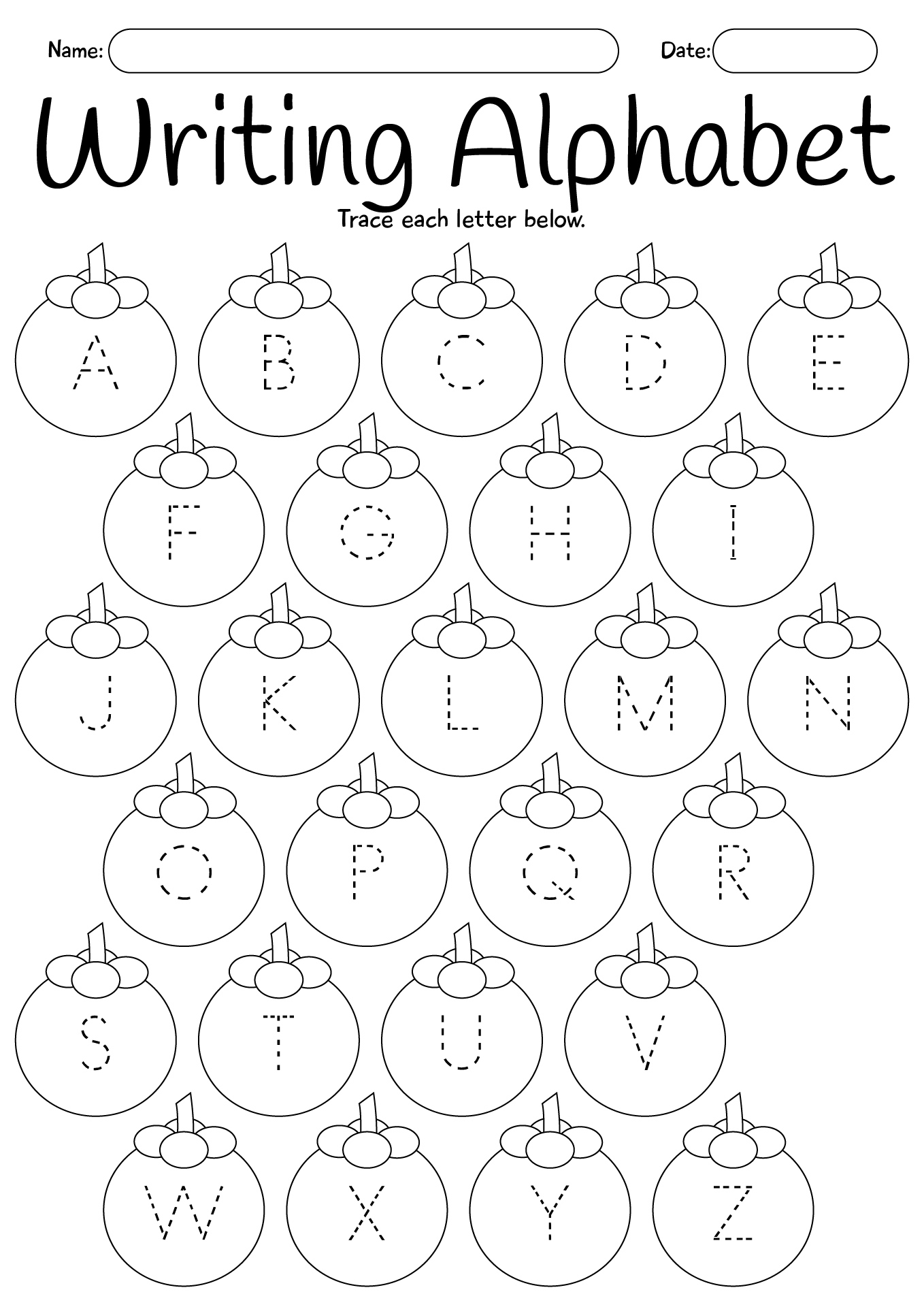 Writing Alphabet A To Z Worksheets For Kindergarten