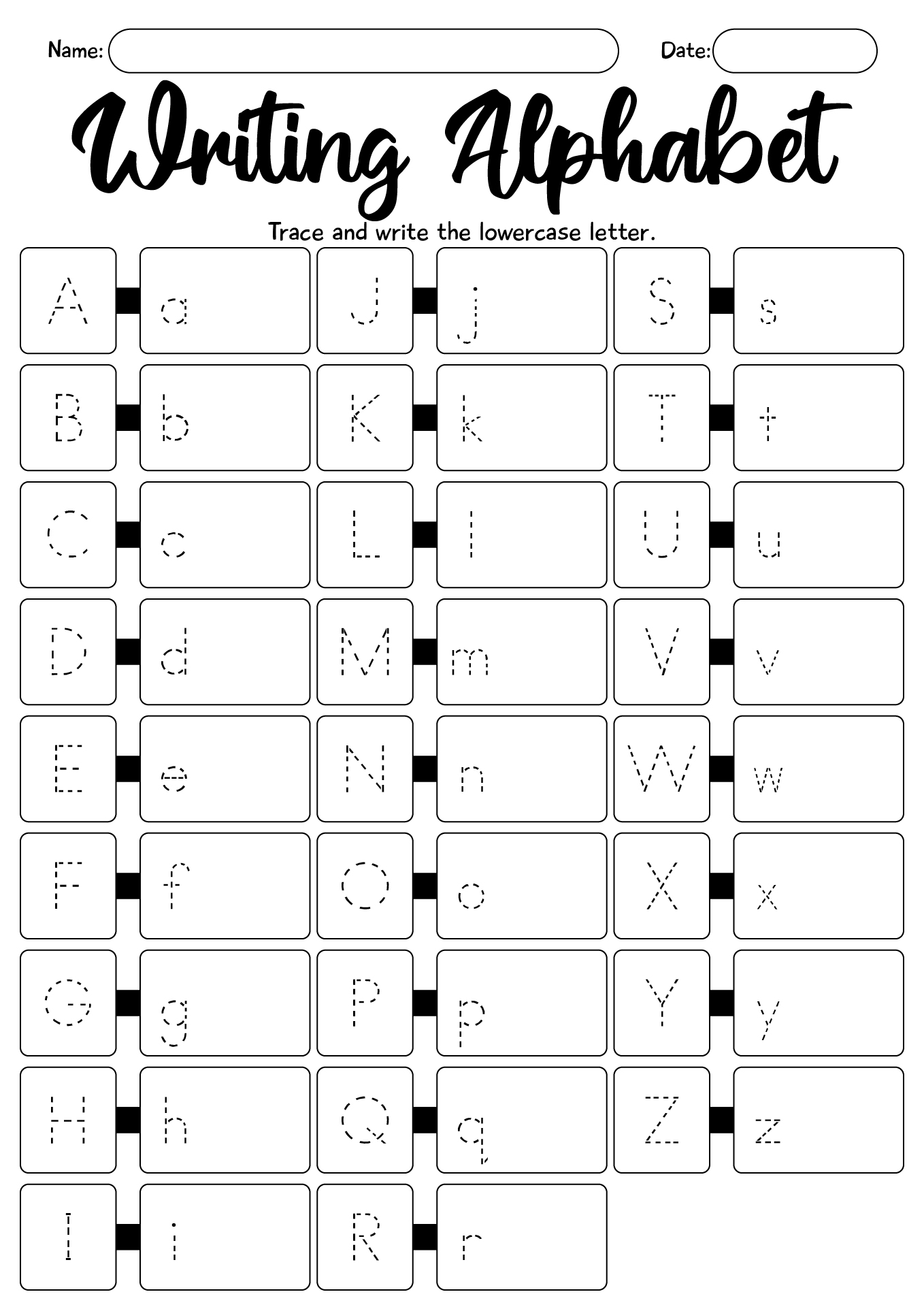 Writing Alphabet Worksheets For Preschool