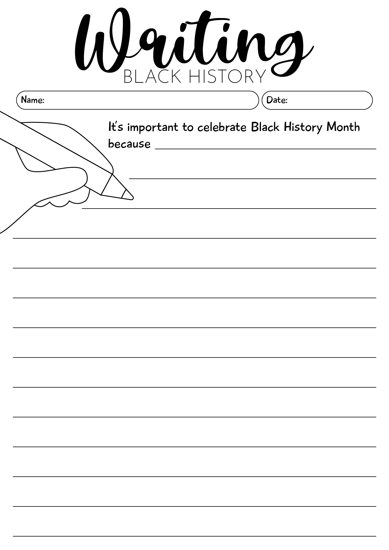 Writing Prompt Worksheets For Black History Month