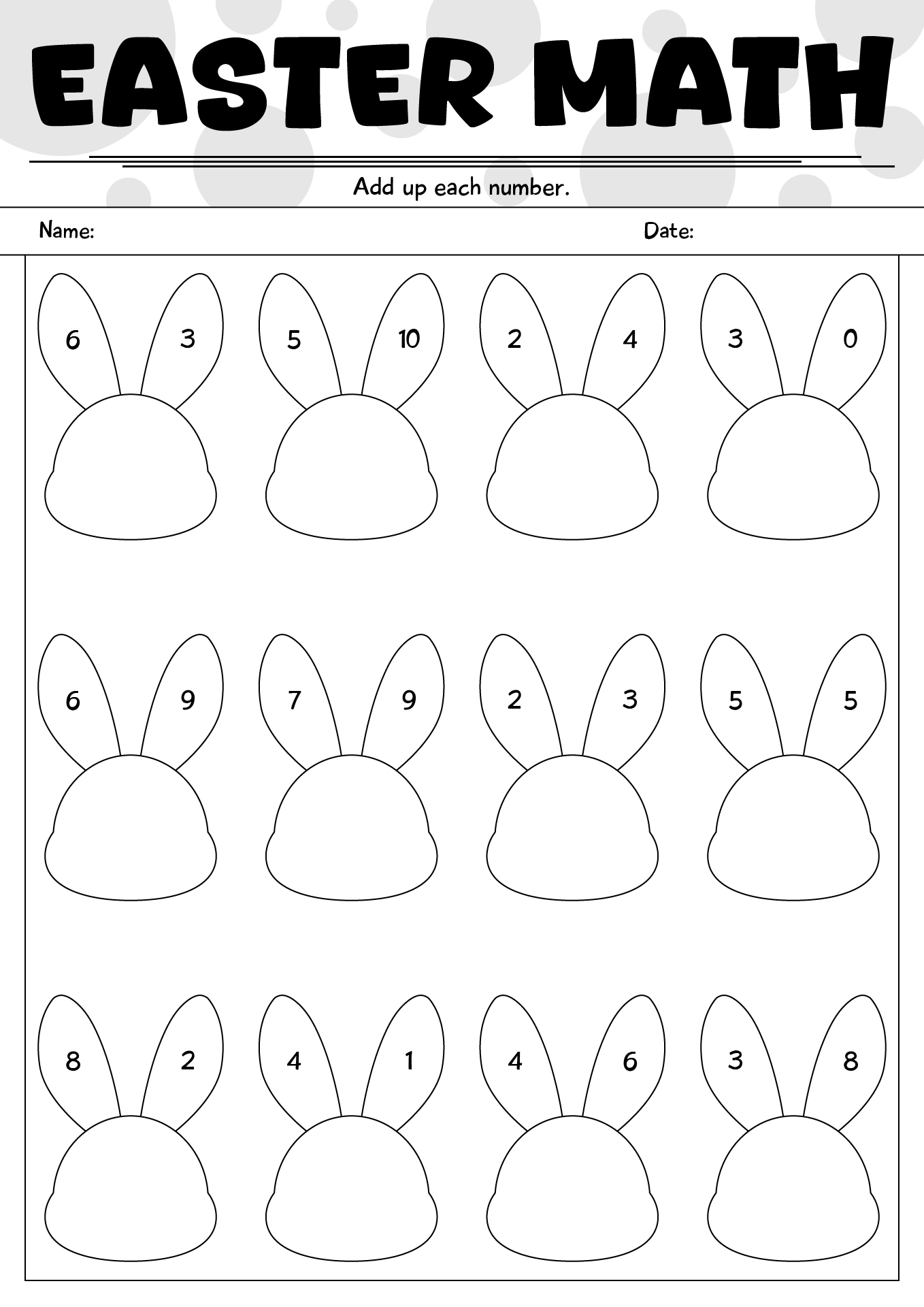 1st Grade Easter Math Worksheets