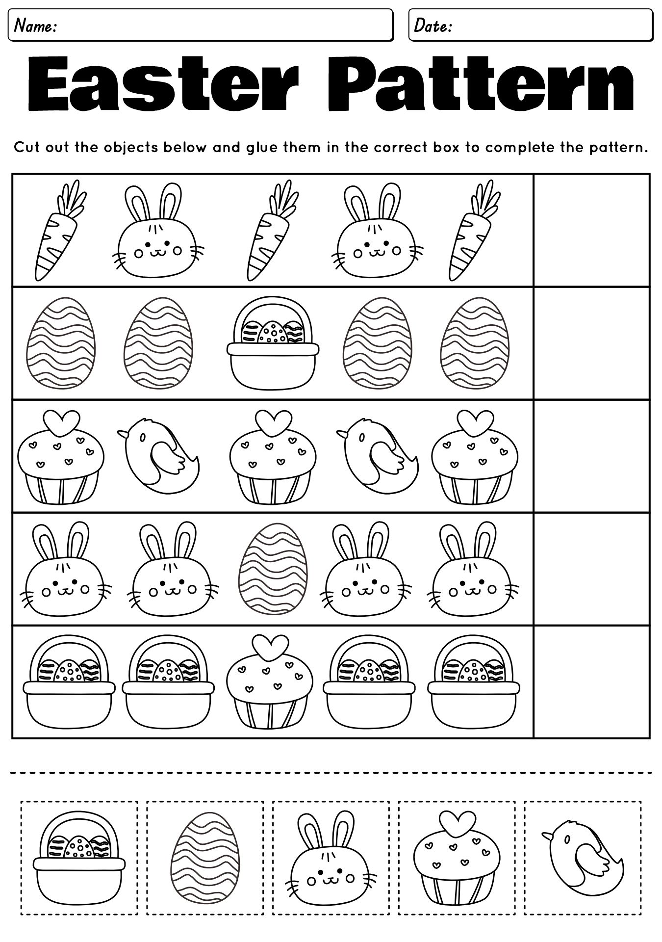 1st Grade Easter Patterns Math Activities