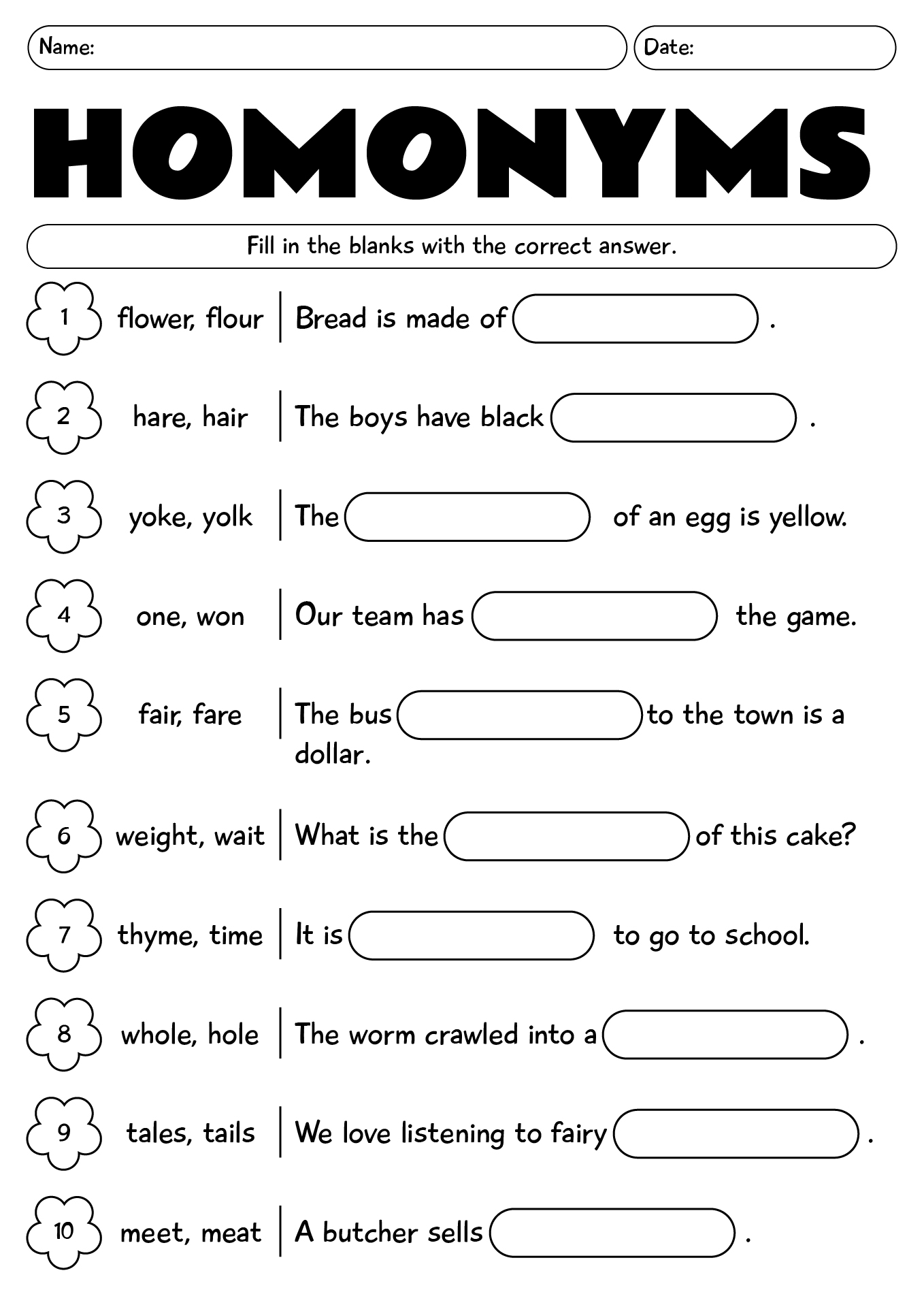 2nd Grade English Worksheets