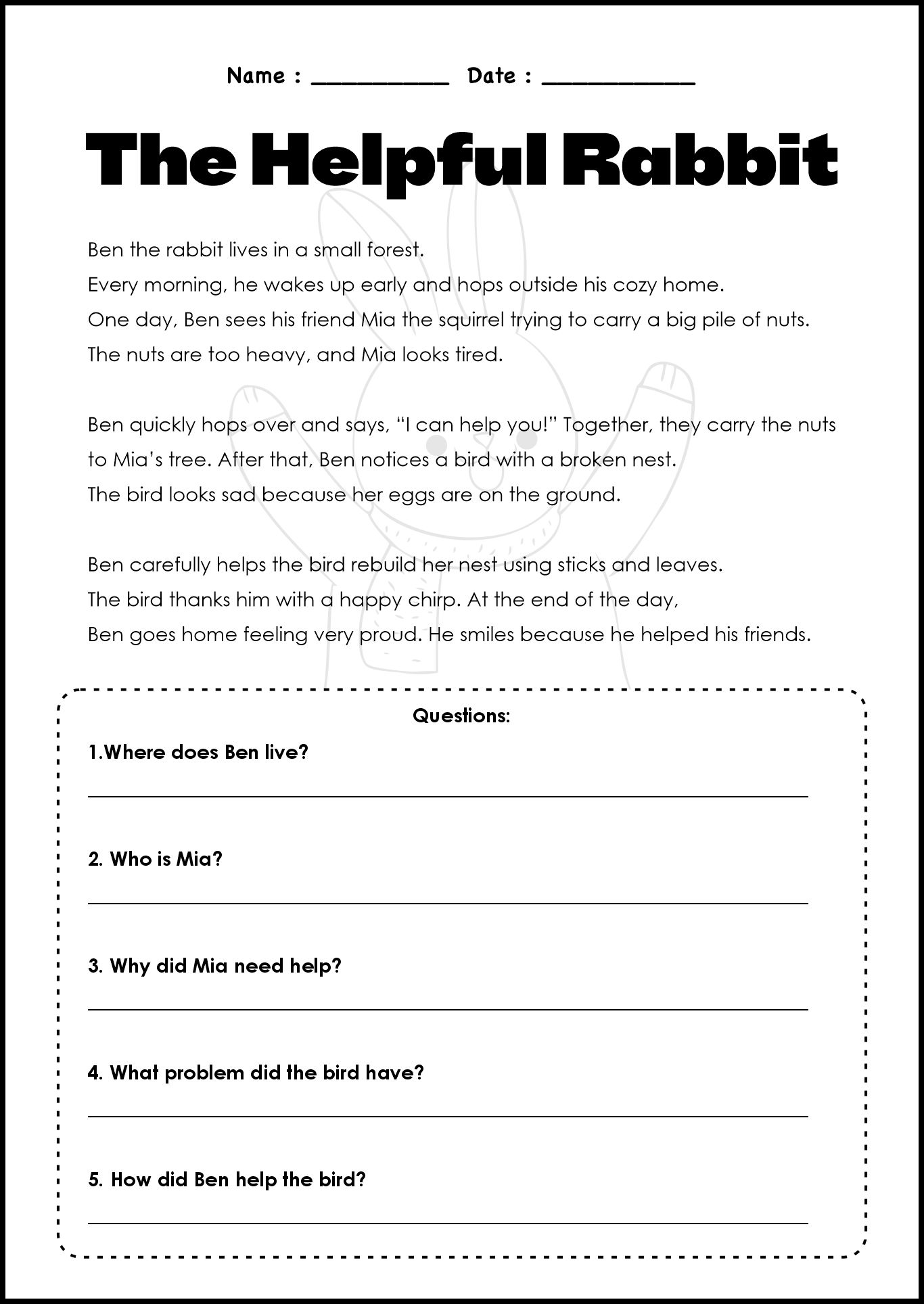 2nd Grade Reading Comprehension Worksheets