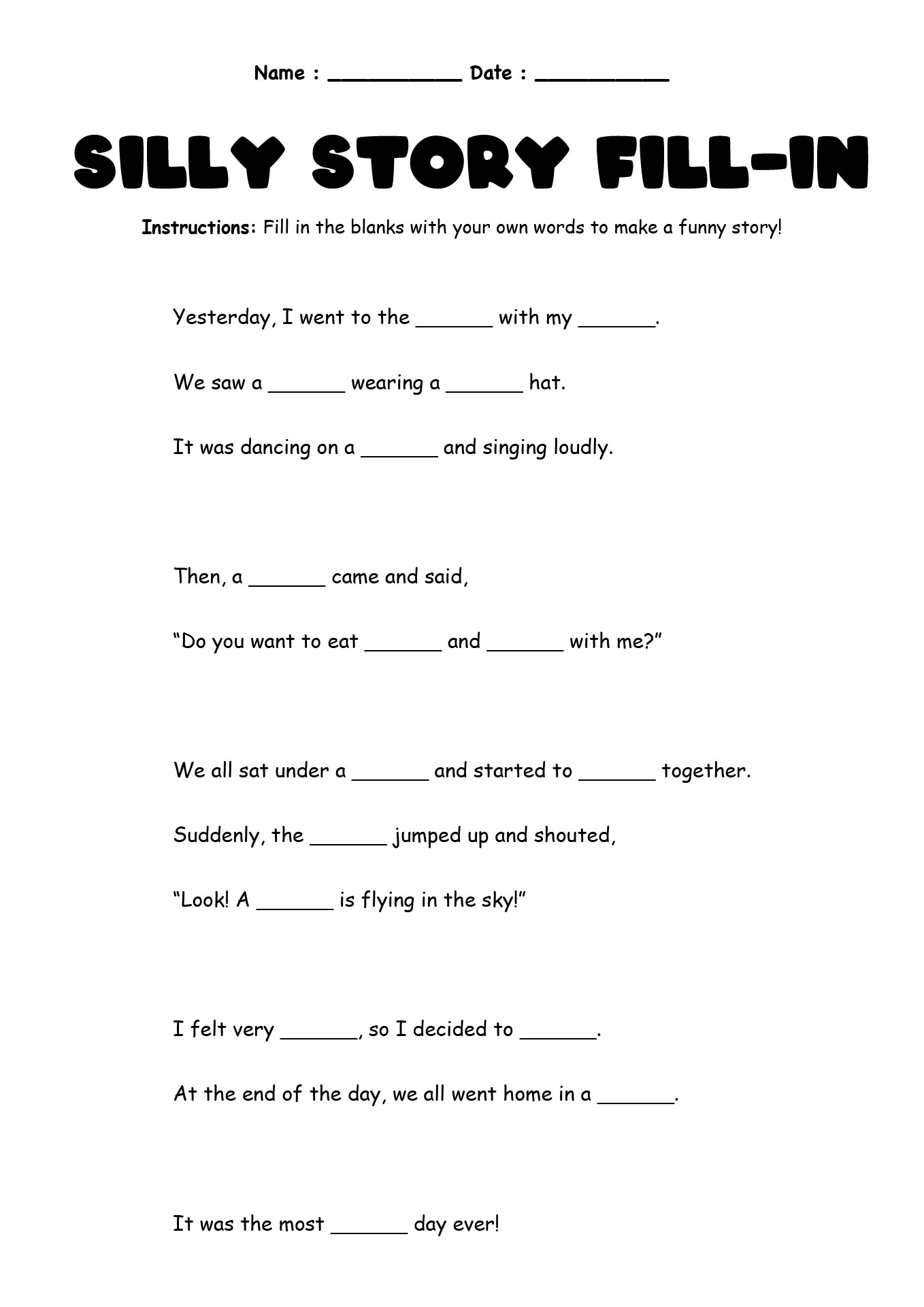 2nd Grade Reading Fun Worksheets