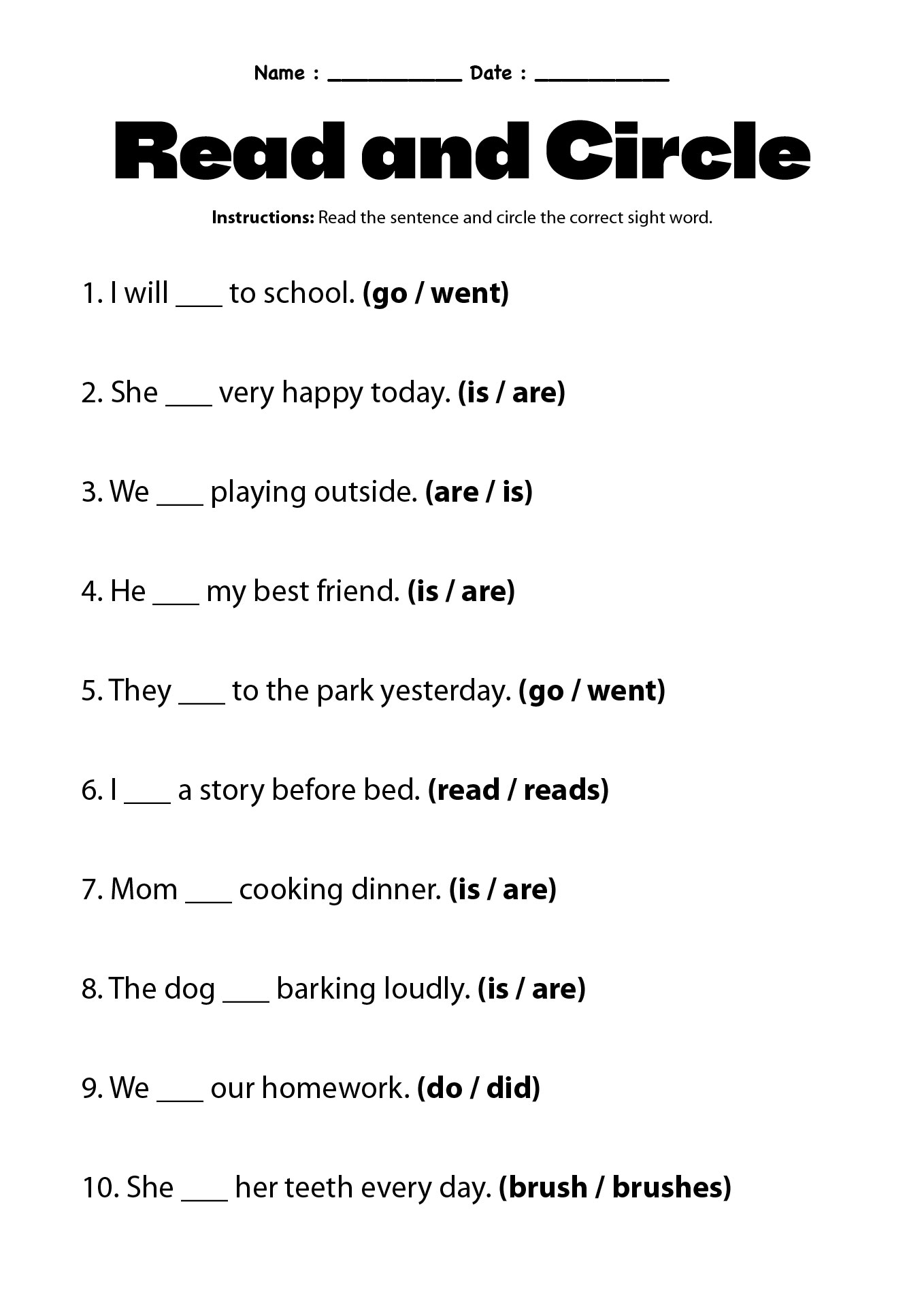2nd Grade Sight Words Practice Sheets