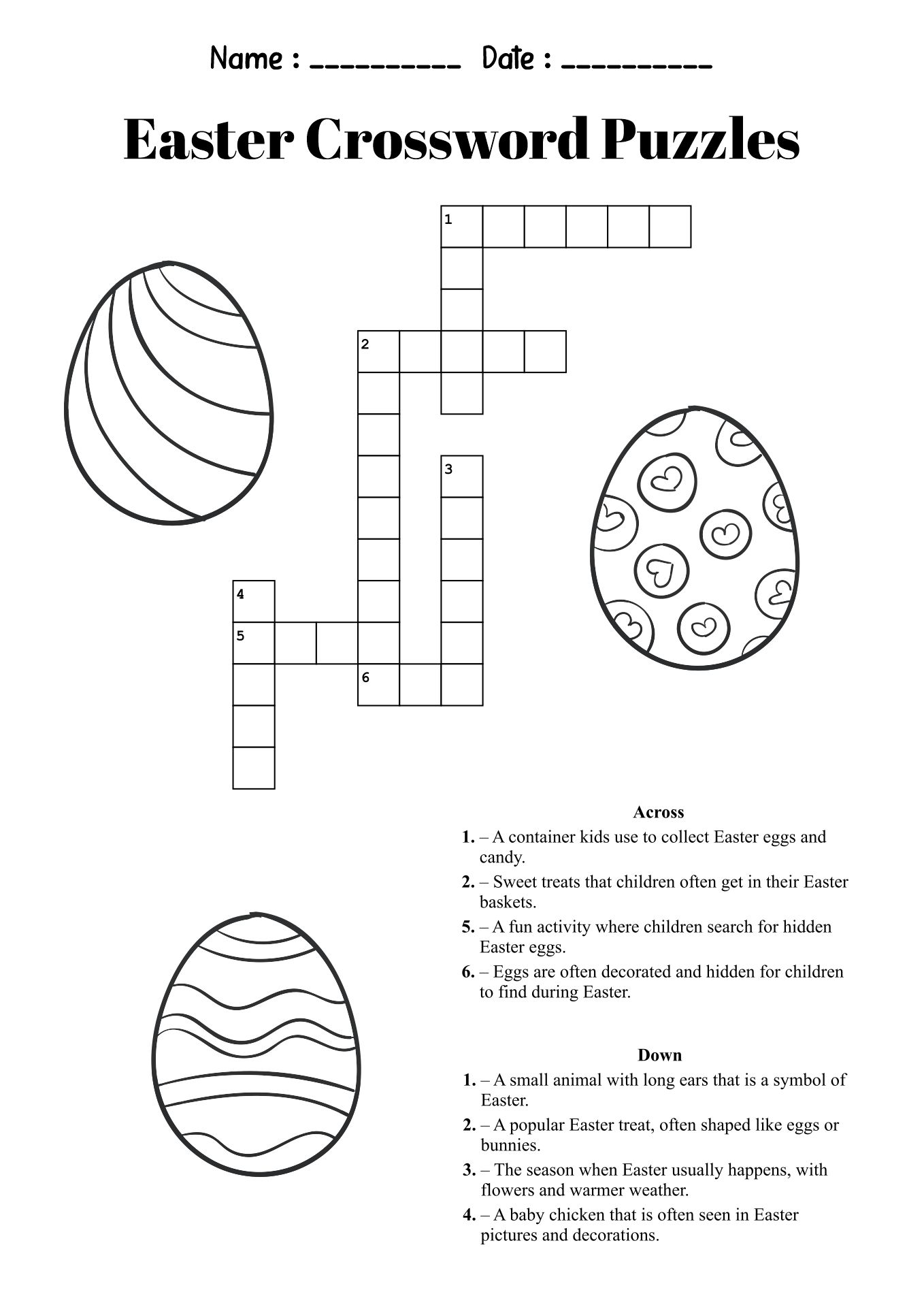 3rd Grade Easter Crossword Puzzles
