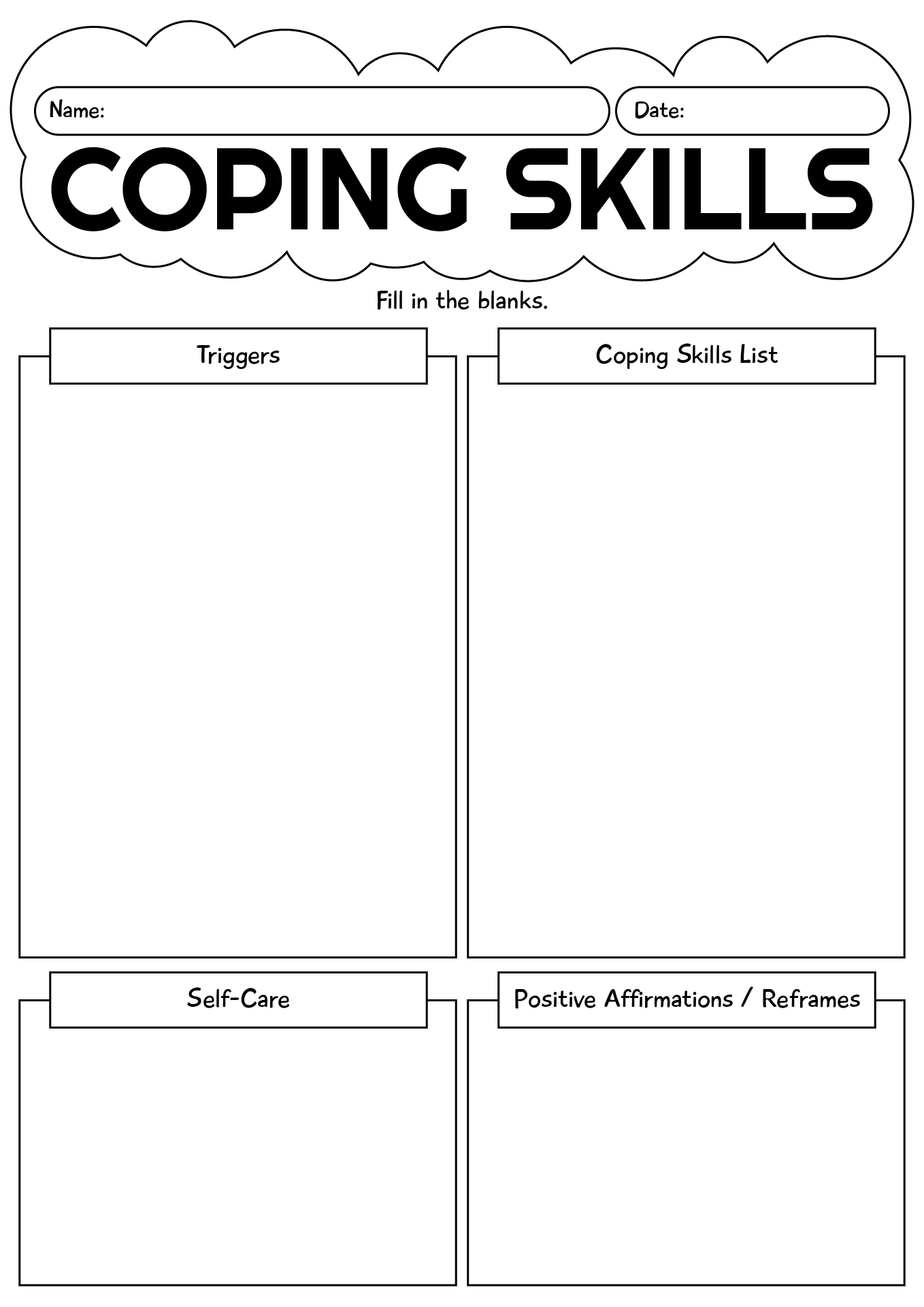 Addiction Coping Skills Worksheet