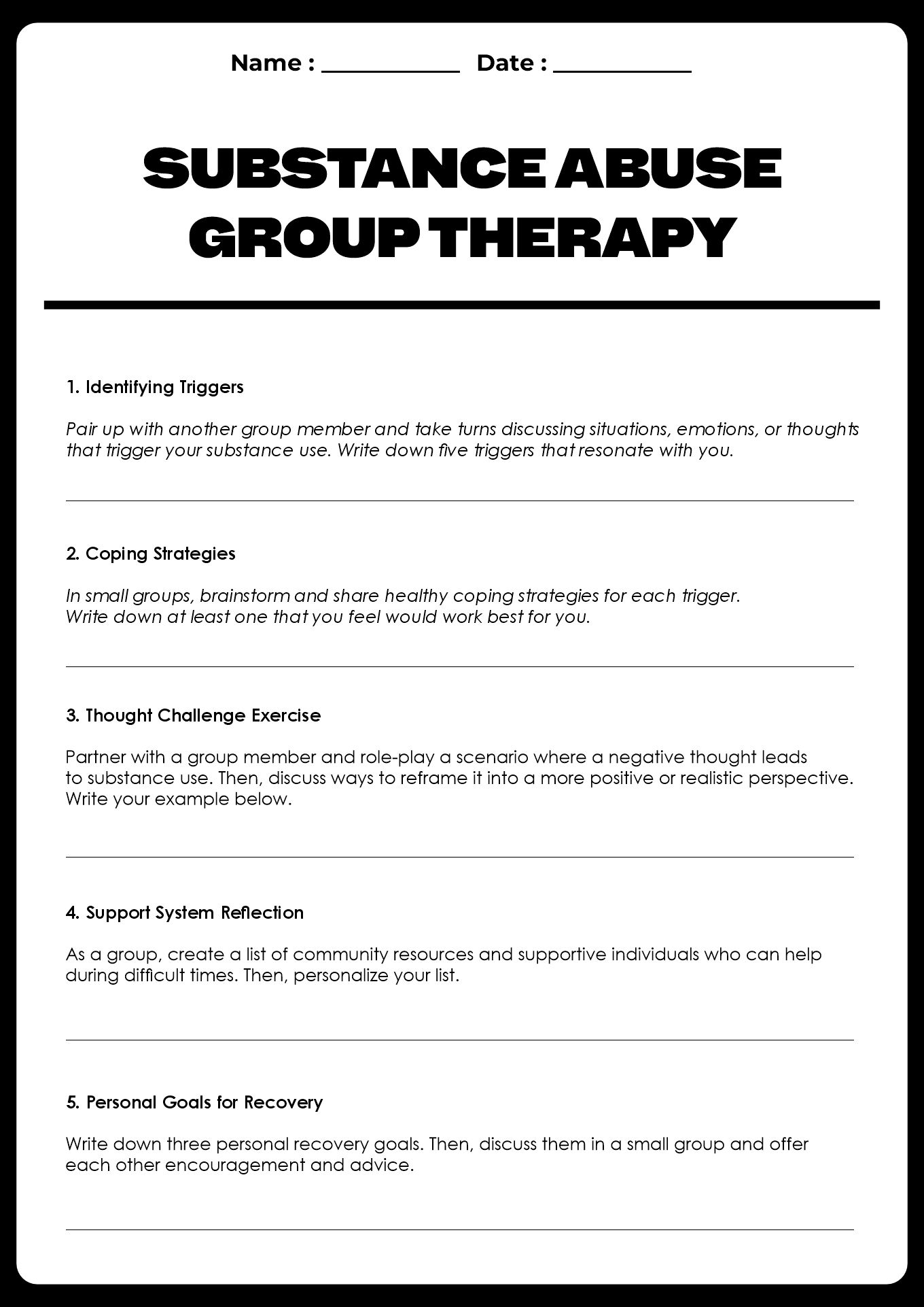 CBT Worksheets for Substance Abuse