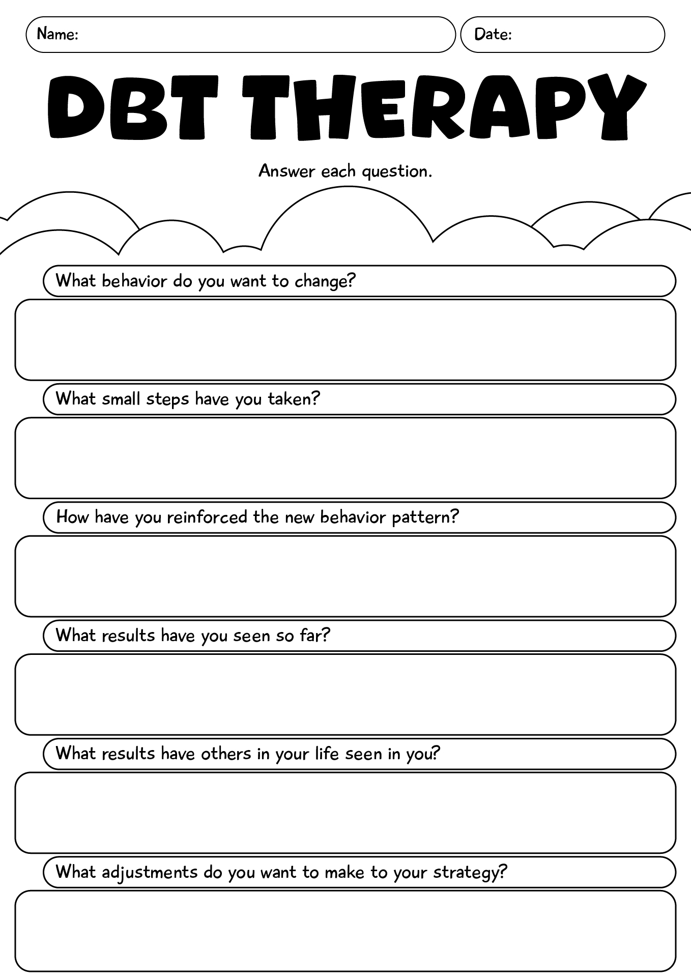 DBT Therapy Printable Worksheets