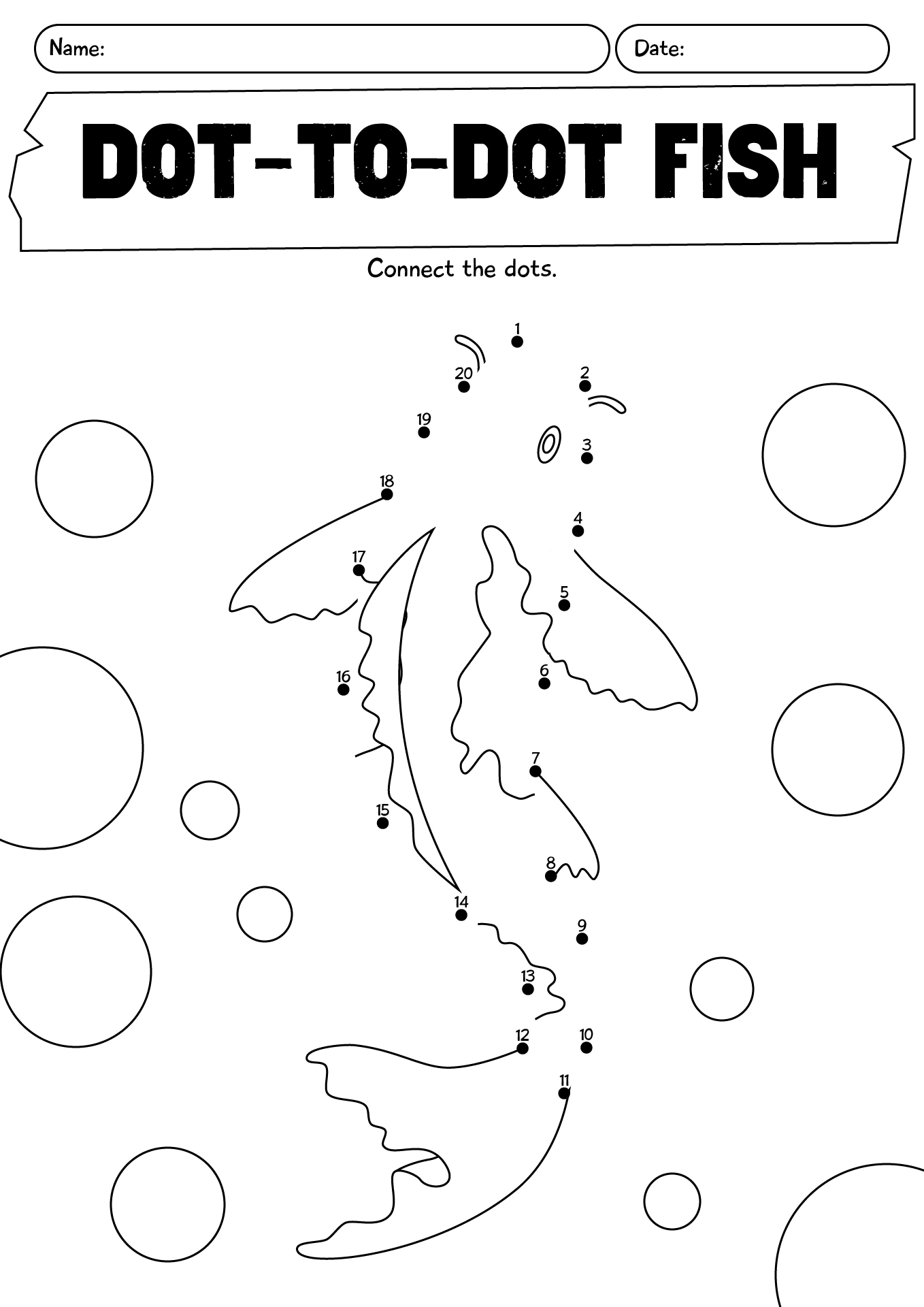 Dot-to-Dot Fish Printable Worksheet