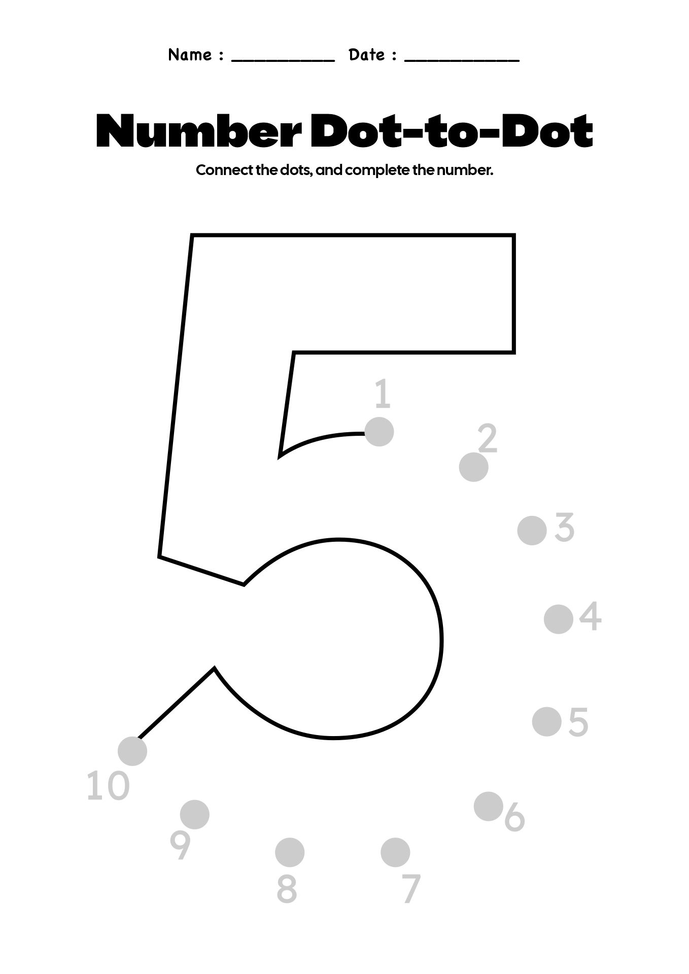 Dot to Dot Number Worksheets