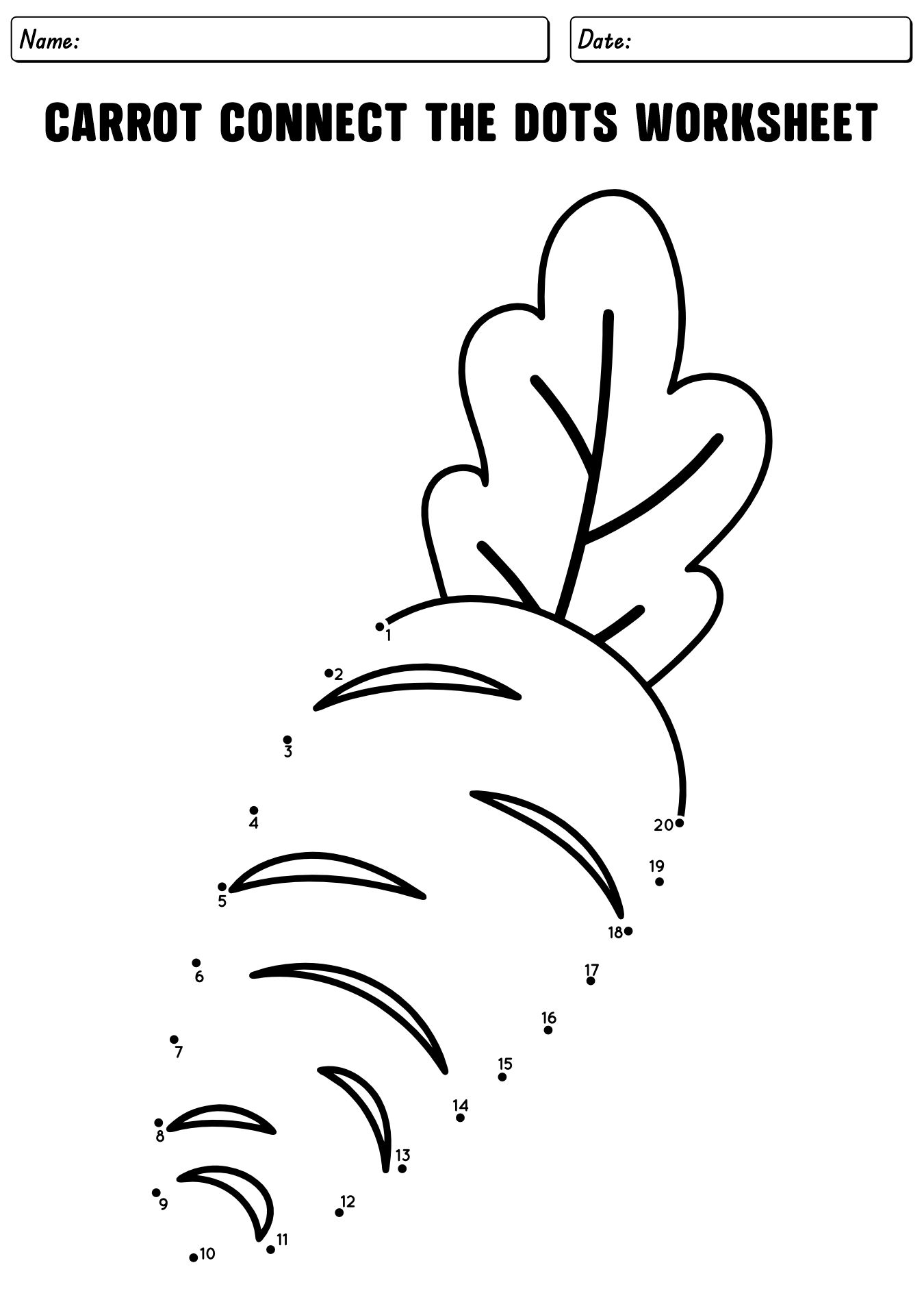 Dots 1 To 20 Worksheet For Kids