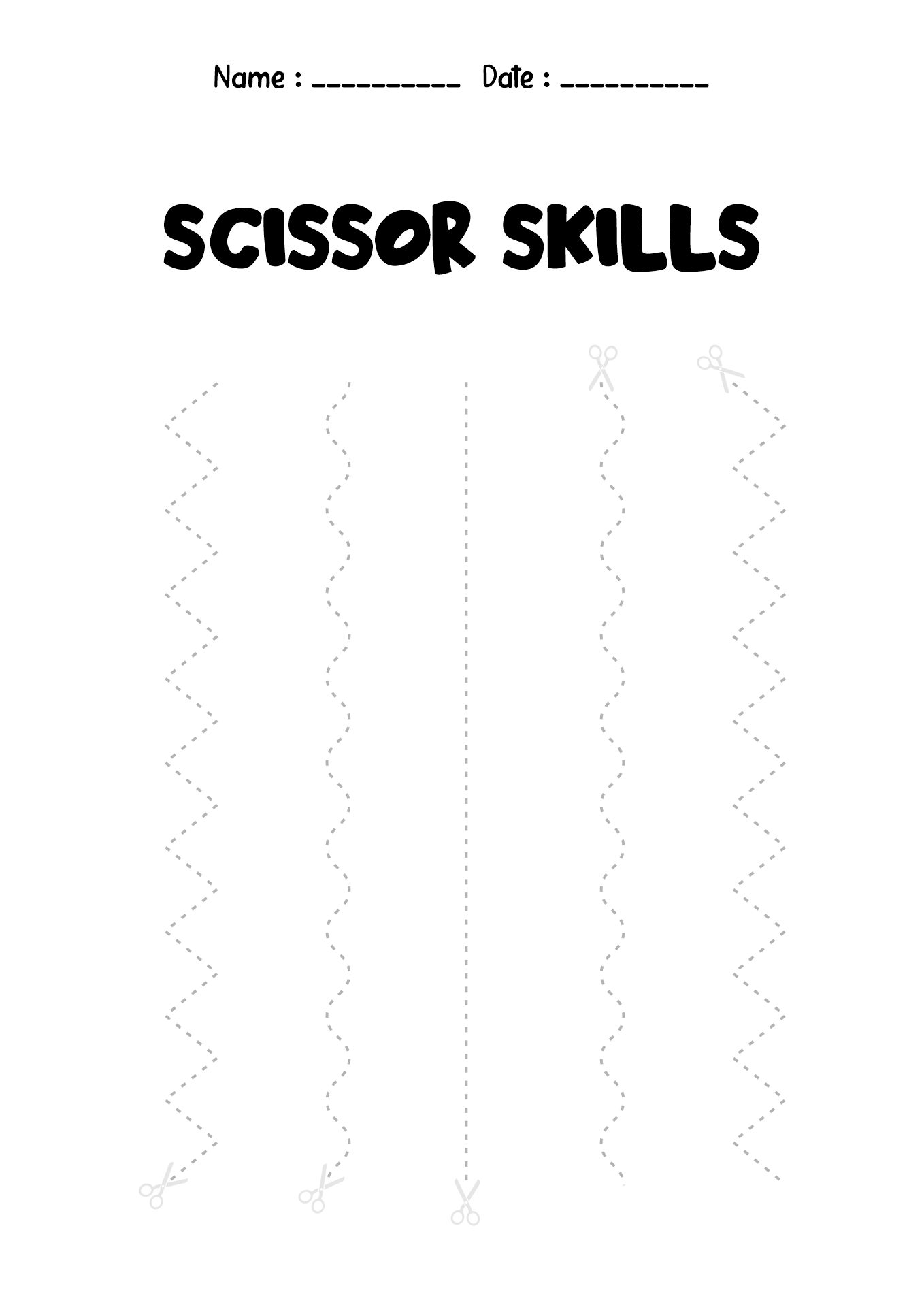 Early Childhood Scissor Skills Worksheets